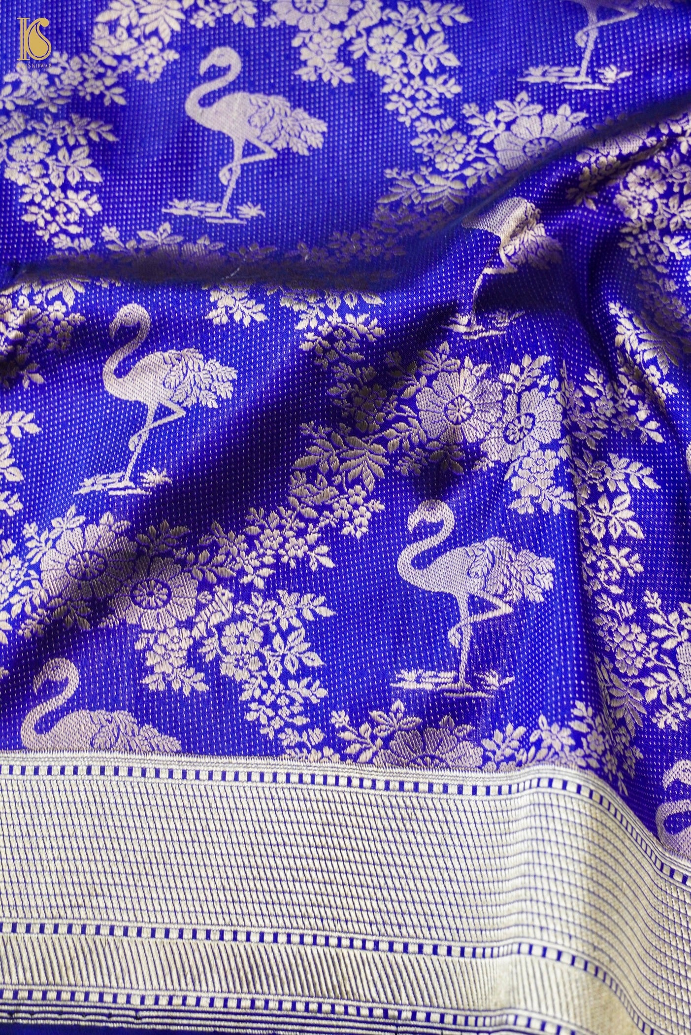 Handwoven Katan Silk Banarasi Crane Saree