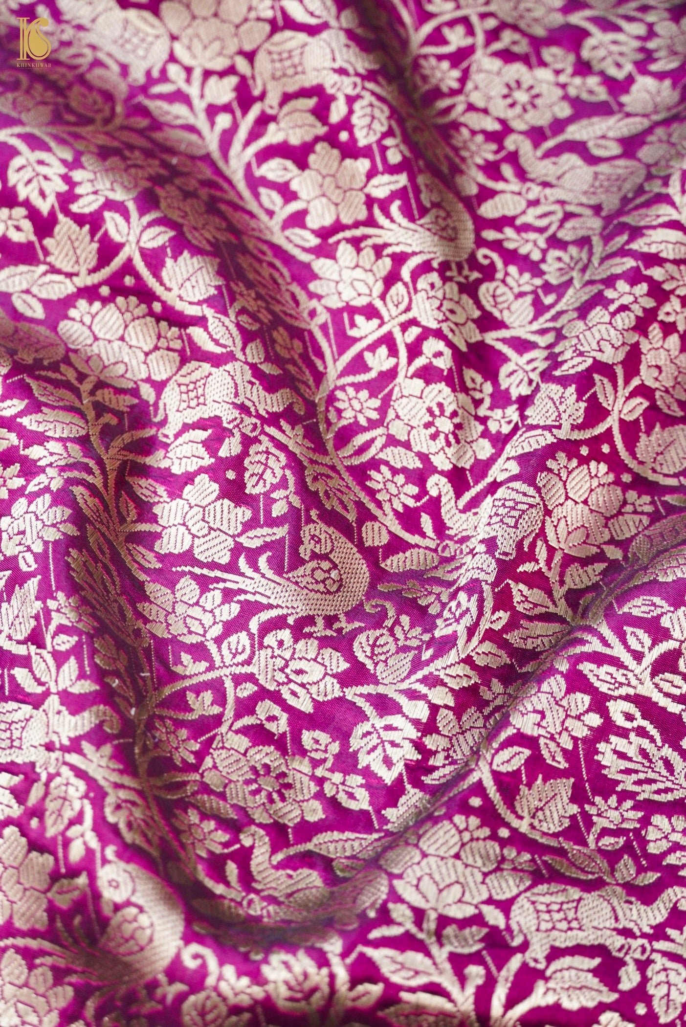 Handloom Banarasi Katan Silk Kadwa Zari Vasket Shikargah Saree