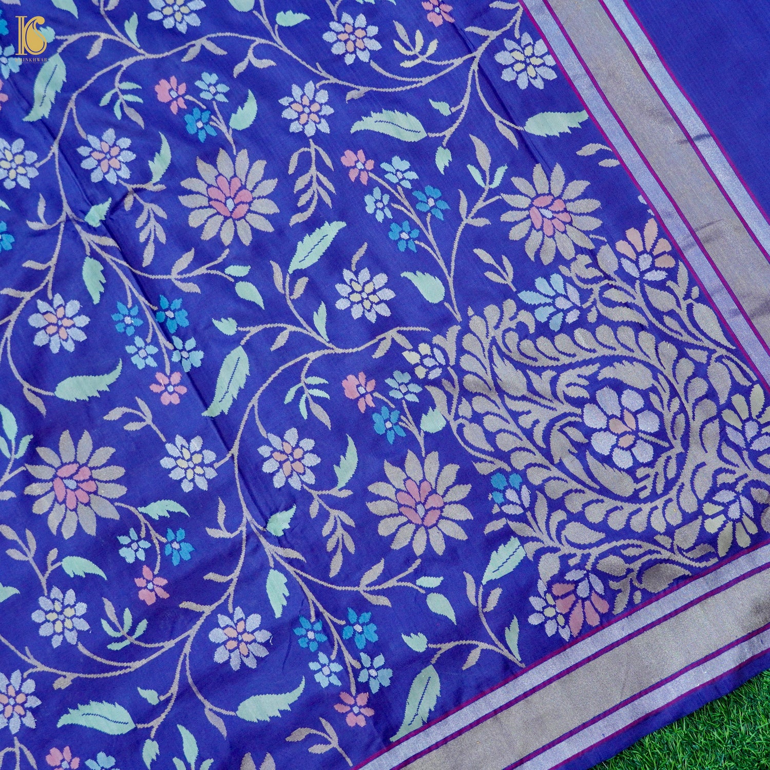 Neelambari Handloom Banarasi Silk Real Zari Jamdani Saree