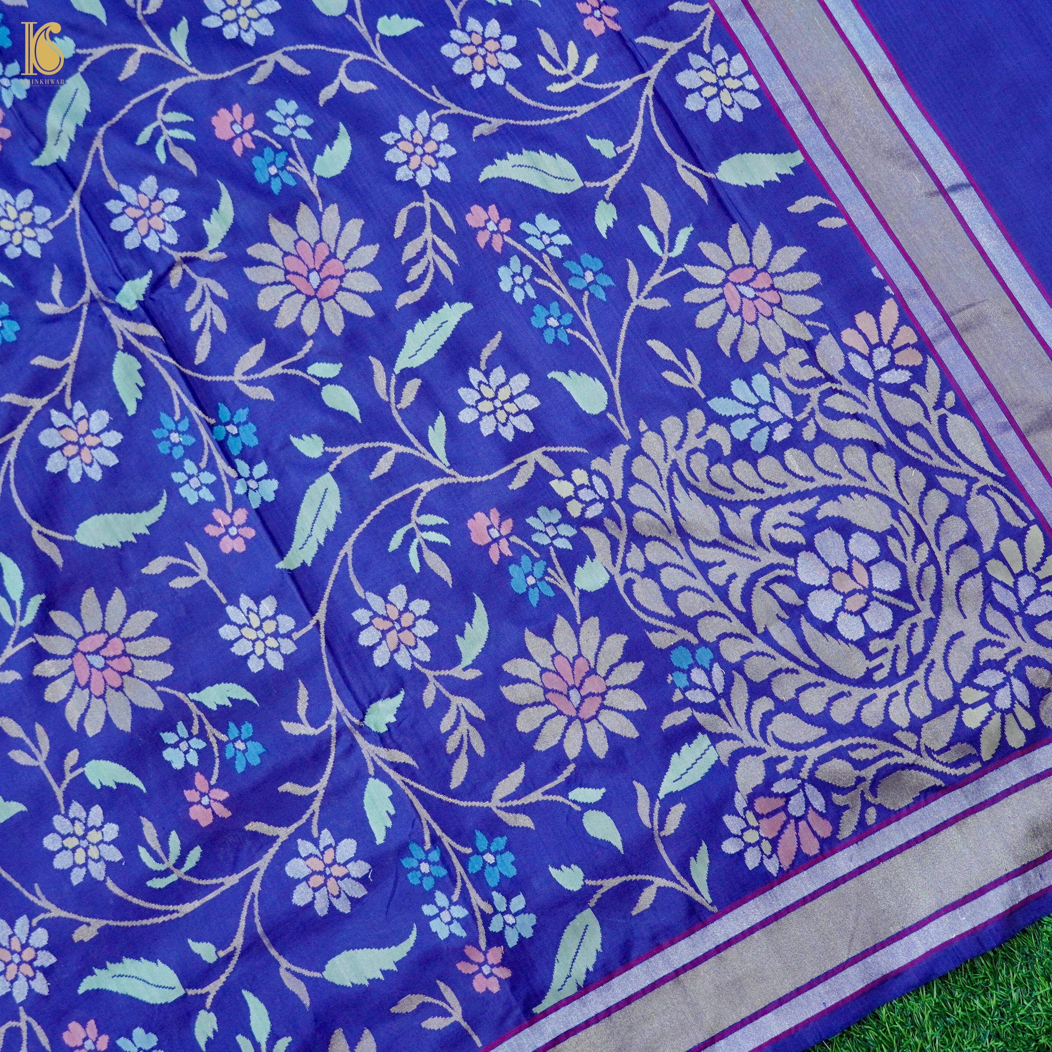 Neelambari Handloom Banarasi Silk Real Zari Jamdani Saree