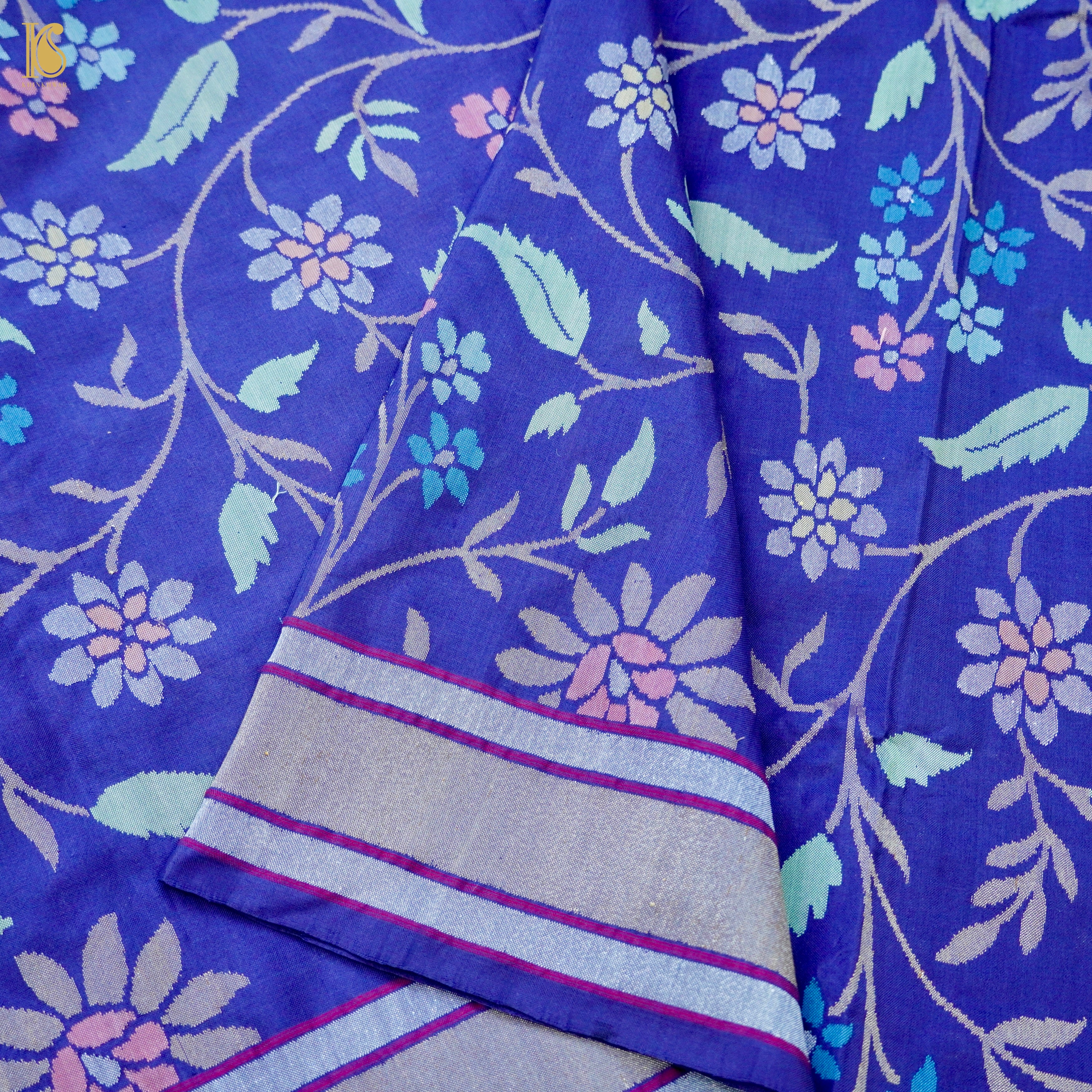Neelambari Handloom Banarasi Silk Real Zari Jamdani Saree