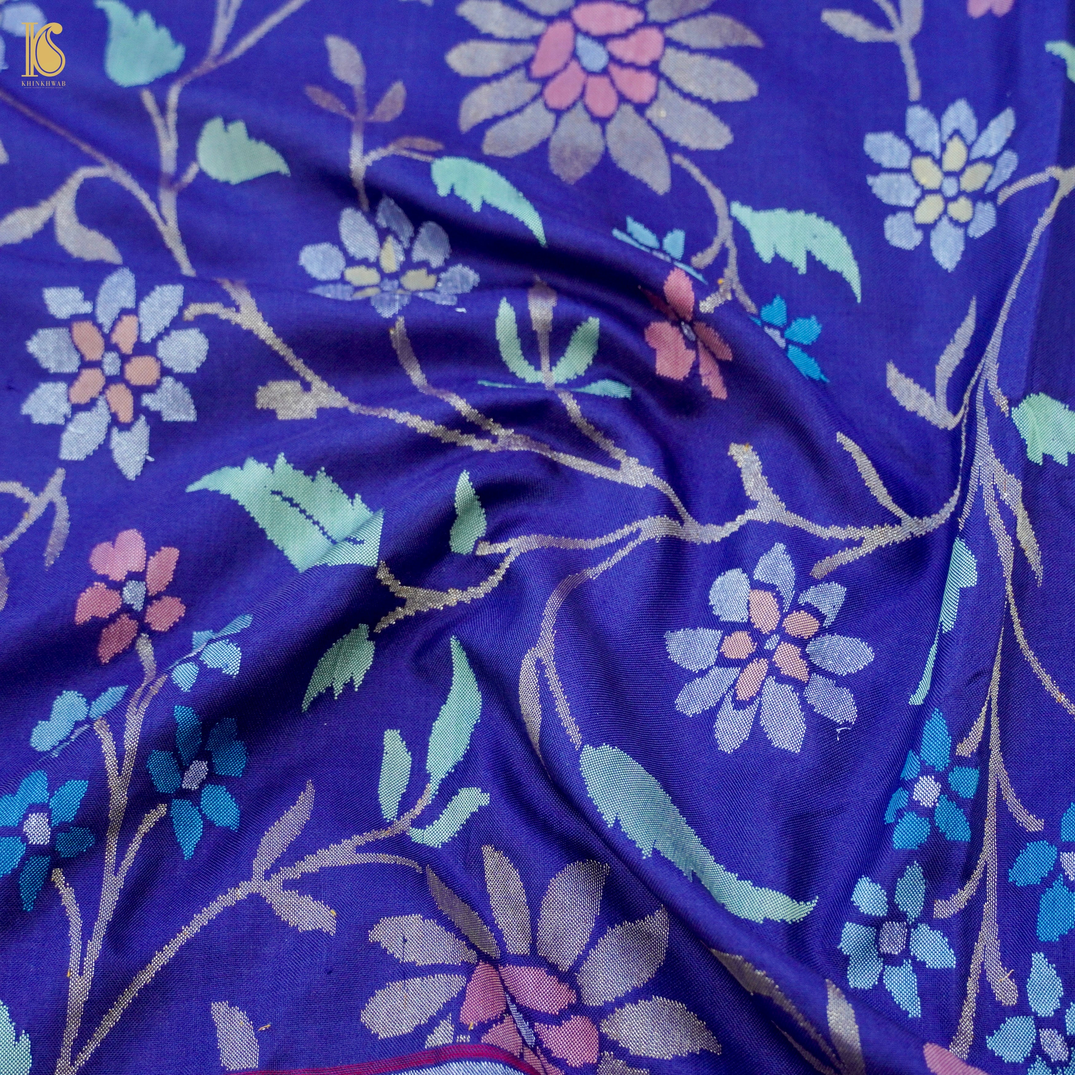 Neelambari Handloom Banarasi Silk Real Zari Jamdani Saree