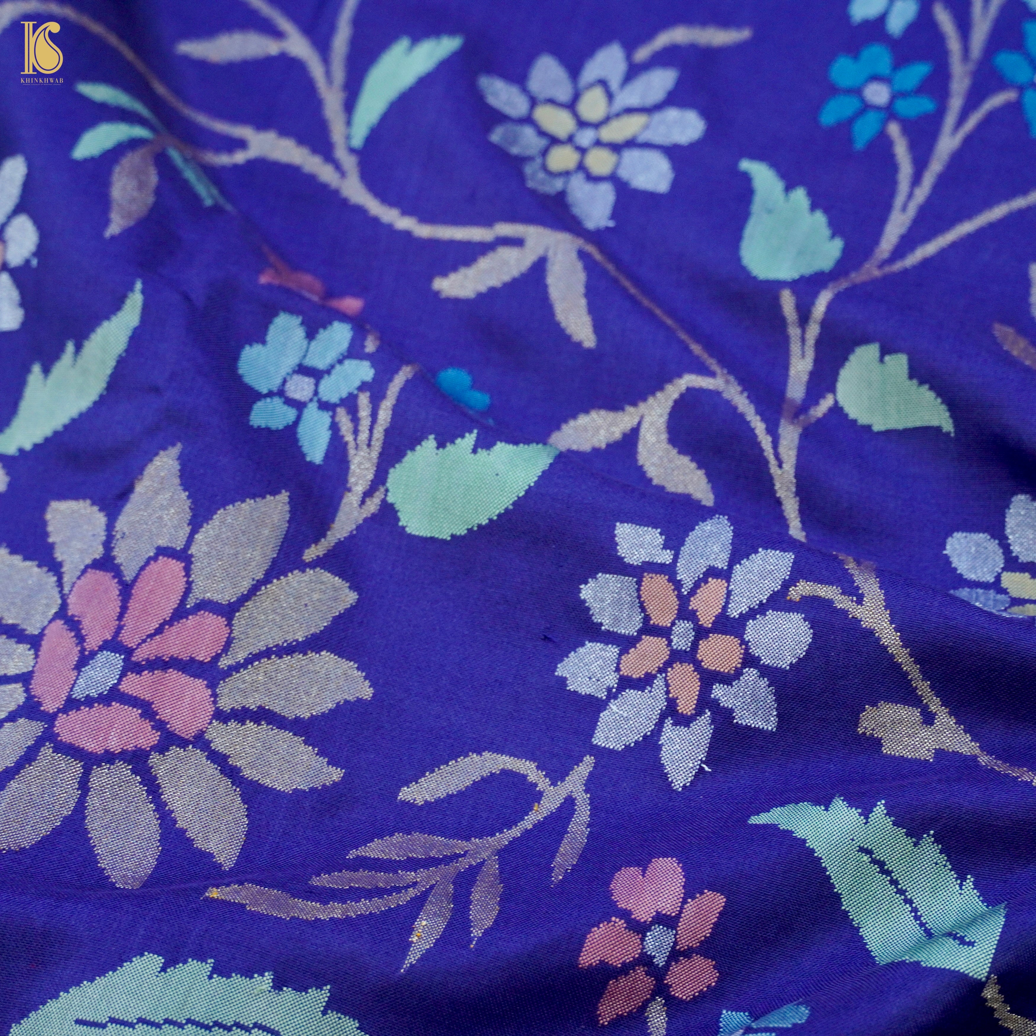 Neelambari Handloom Banarasi Silk Real Zari Jamdani Saree