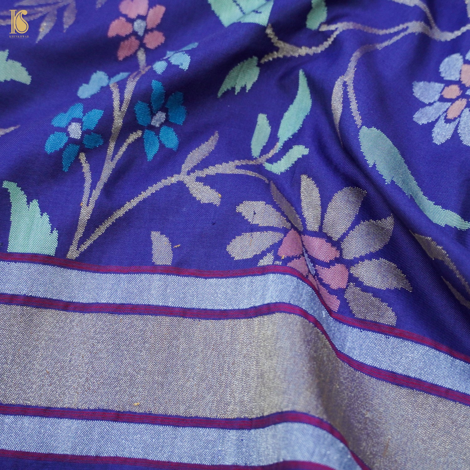 Neelambari Handloom Banarasi Silk Real Zari Jamdani Saree