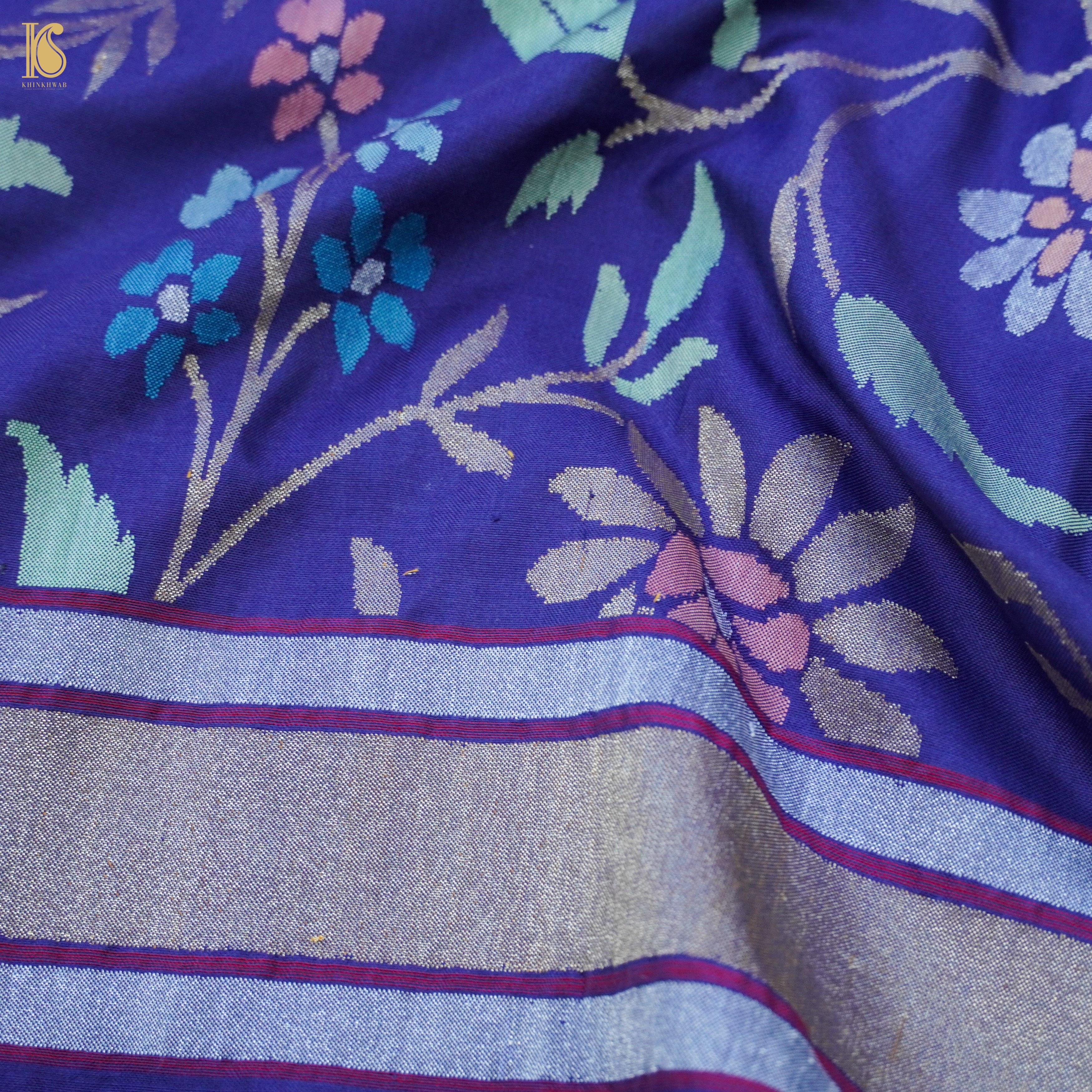Neelambari Handloom Banarasi Silk Real Zari Jamdani Saree