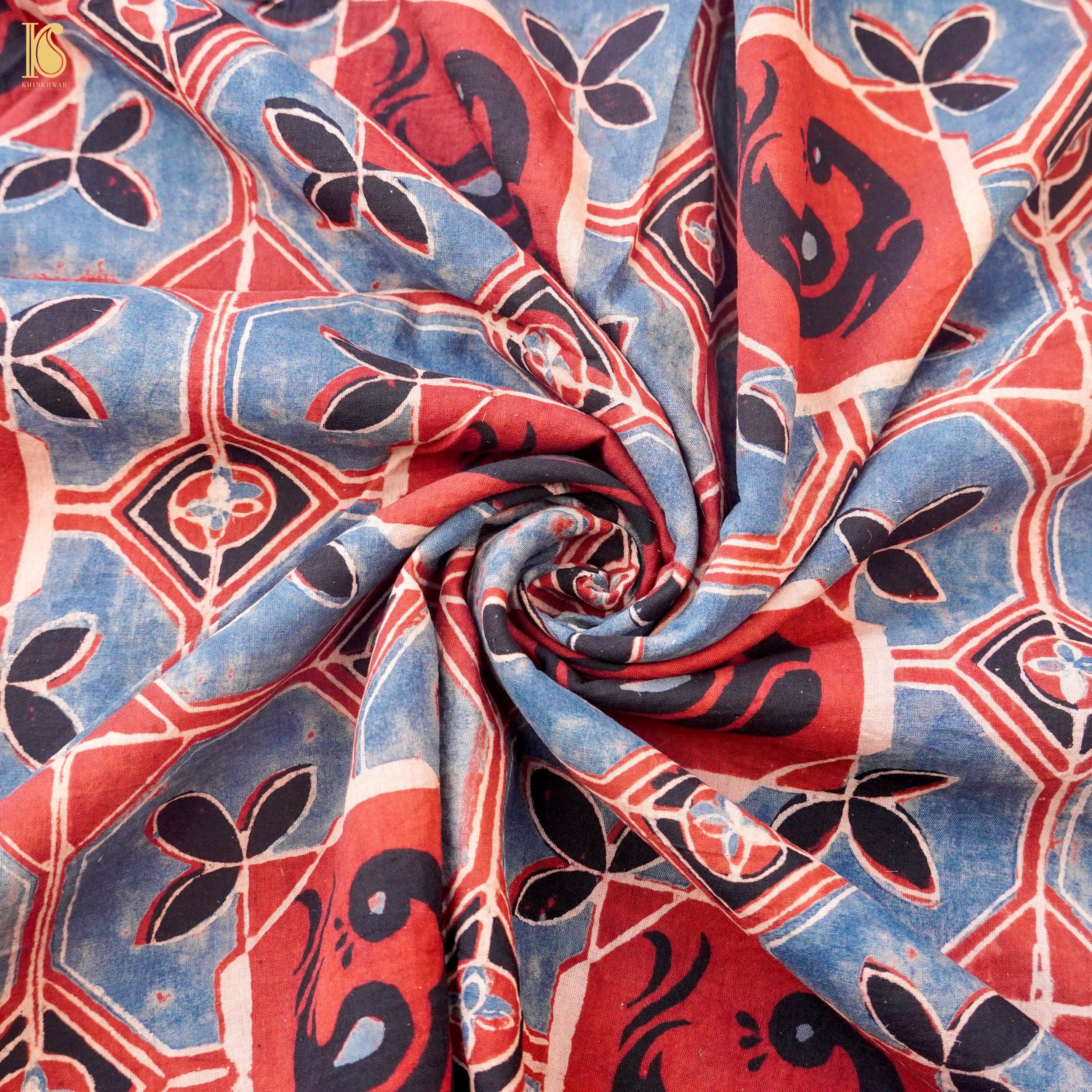 Hand Block Ajrakh Mul Cotton Fabric