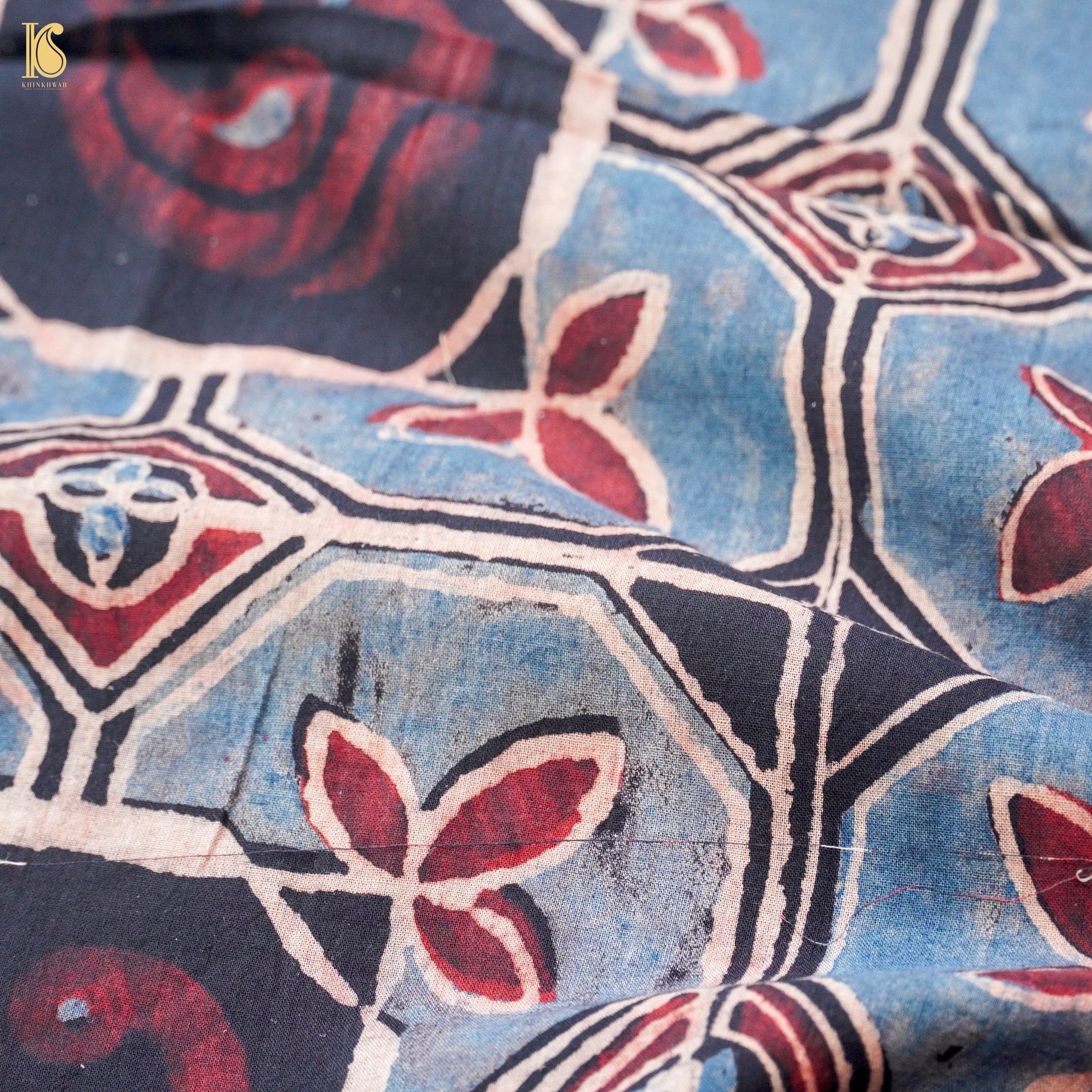 Hand Block Ajrakh Mul Cotton Fabric