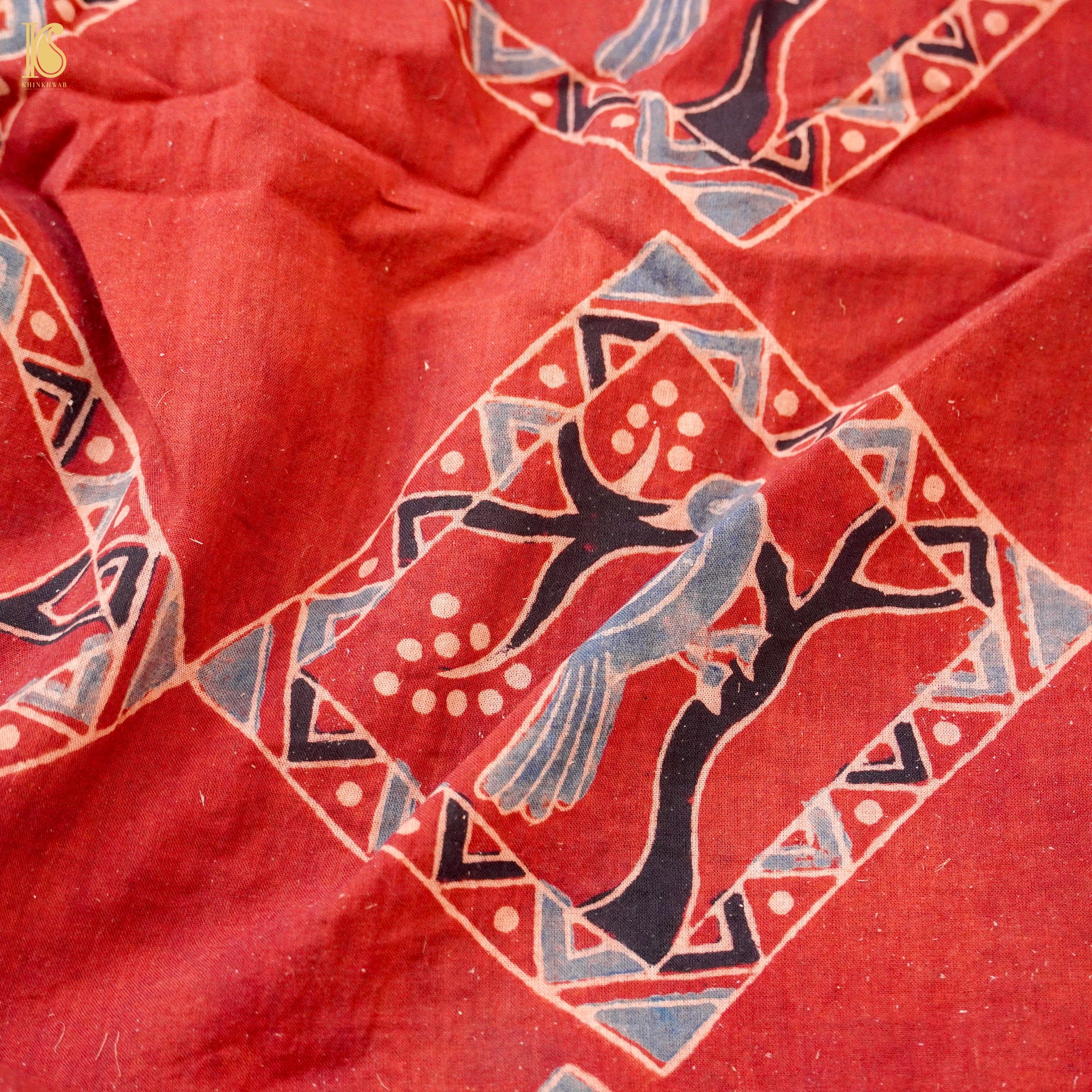 Hand Block Ajrakh Mul Cotton Fabric
