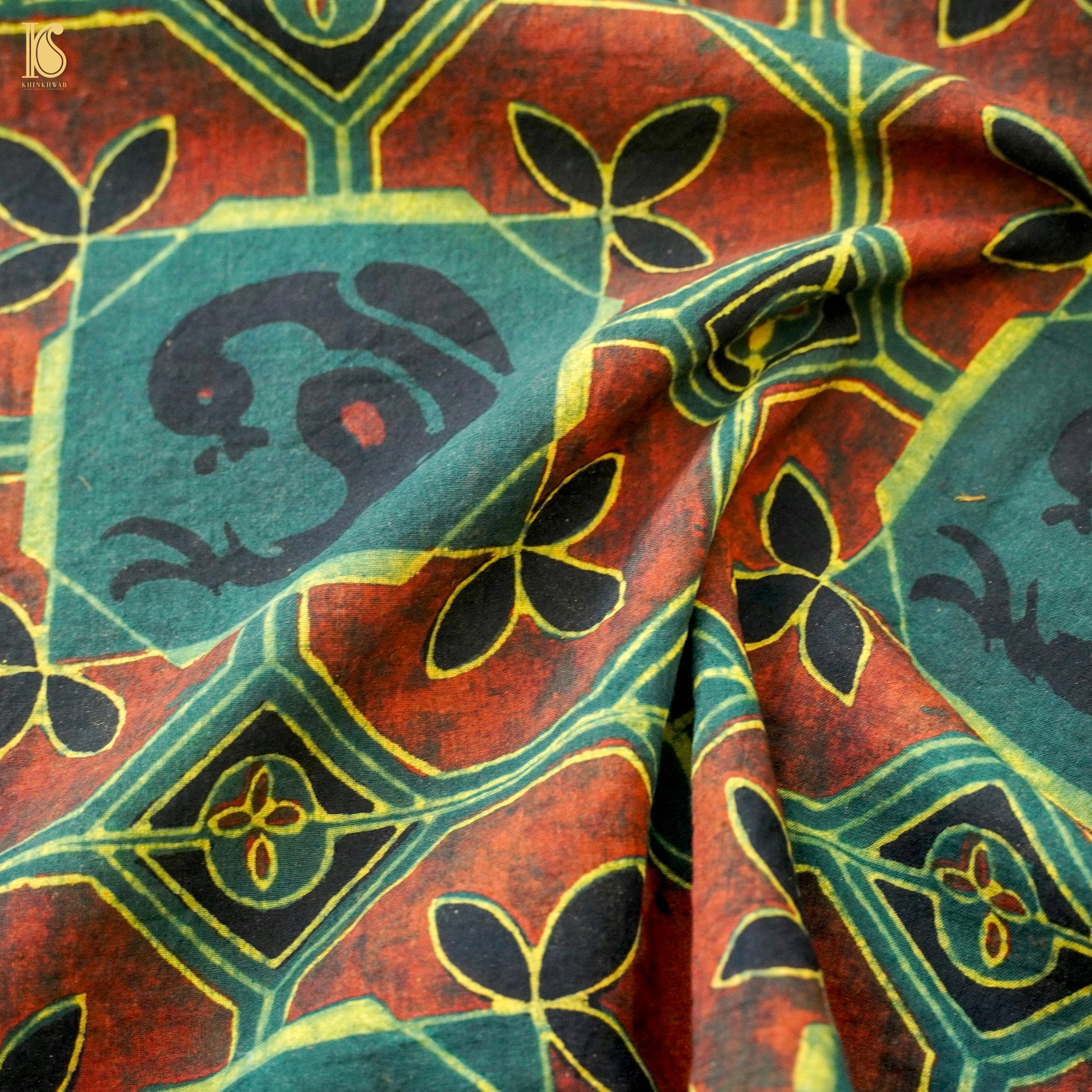 Hand Block Ajrakh Mul Cotton Fabric