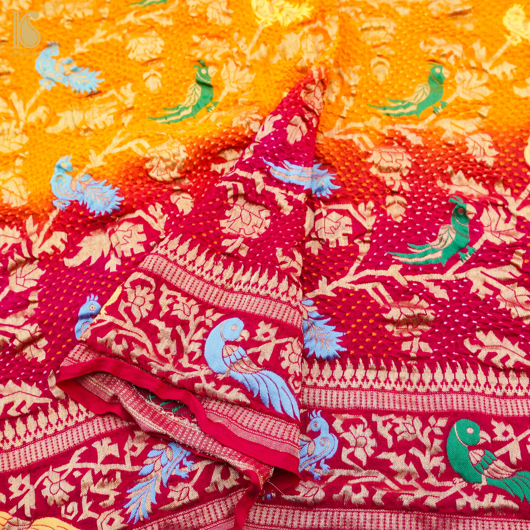 Banarasi Georgette Bandhani Birds Dupatta