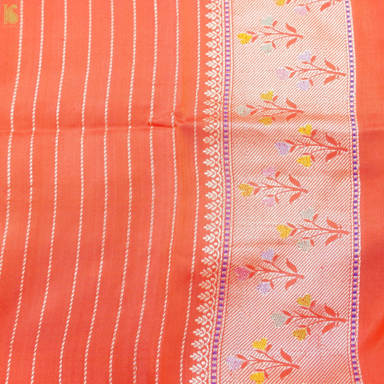 Scarlet Red Handloom Banarasi Pure Katan Silk Rangkat Bird Kadwa Saree - Khinkhwab