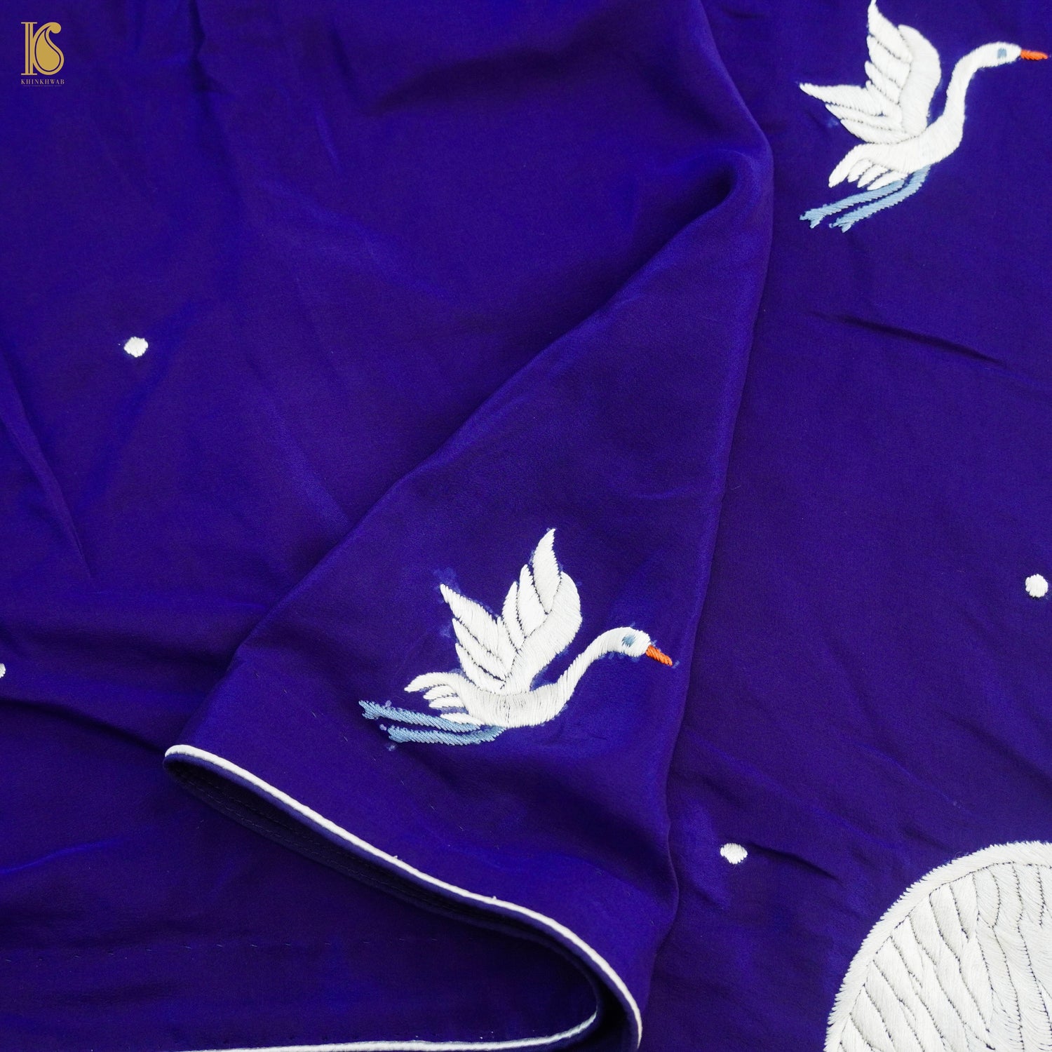 Parsi Gara Pure Crepe Crane Saree