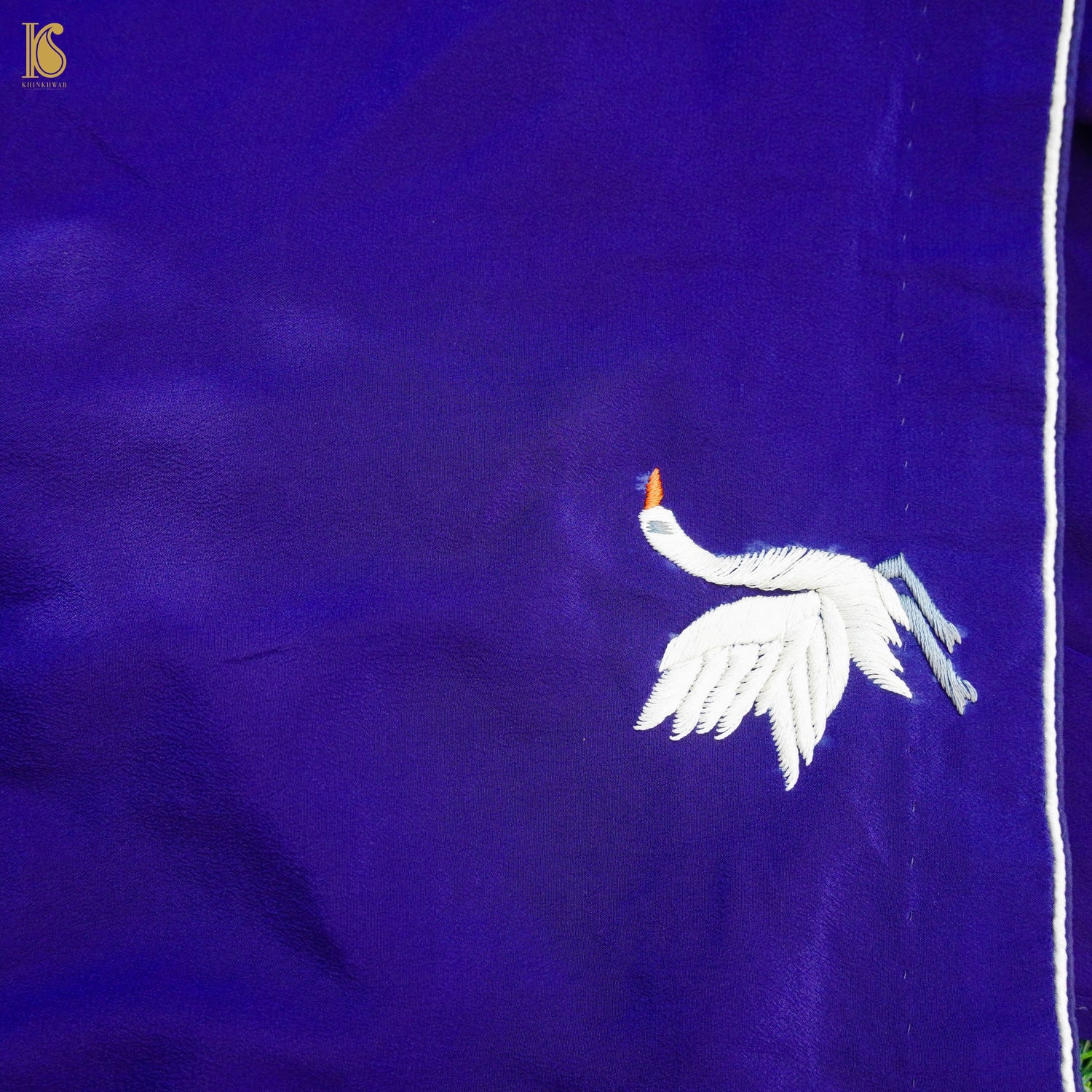 Parsi Gara Pure Crepe Crane Saree