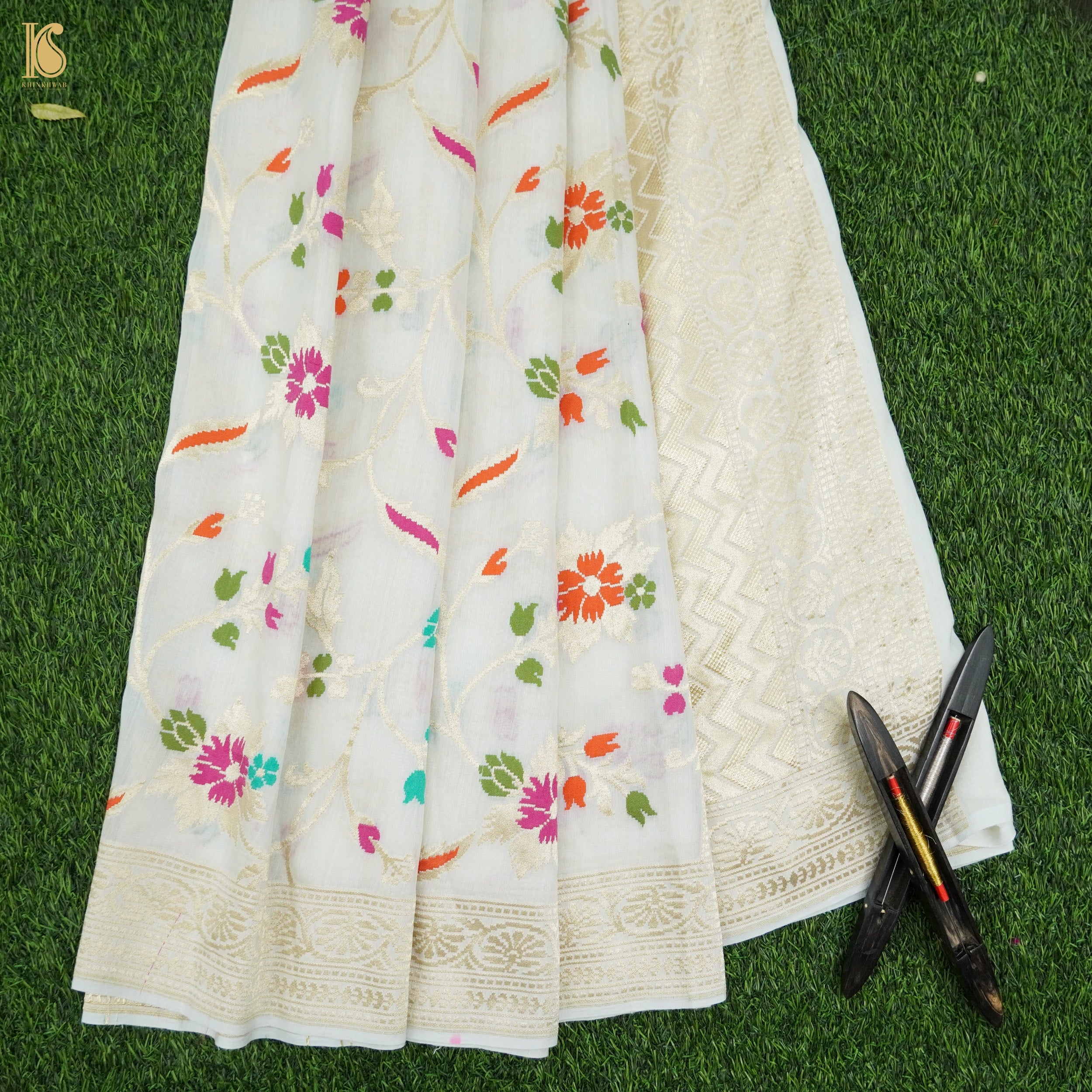 Pure Moonga Silk Handloom Banarasi Meenakari Saree - Khinkhwab