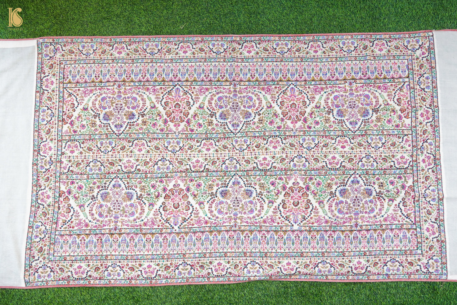 Pashmina Handwoven Sozni Antique Design Jamewar Kashmir Shawl