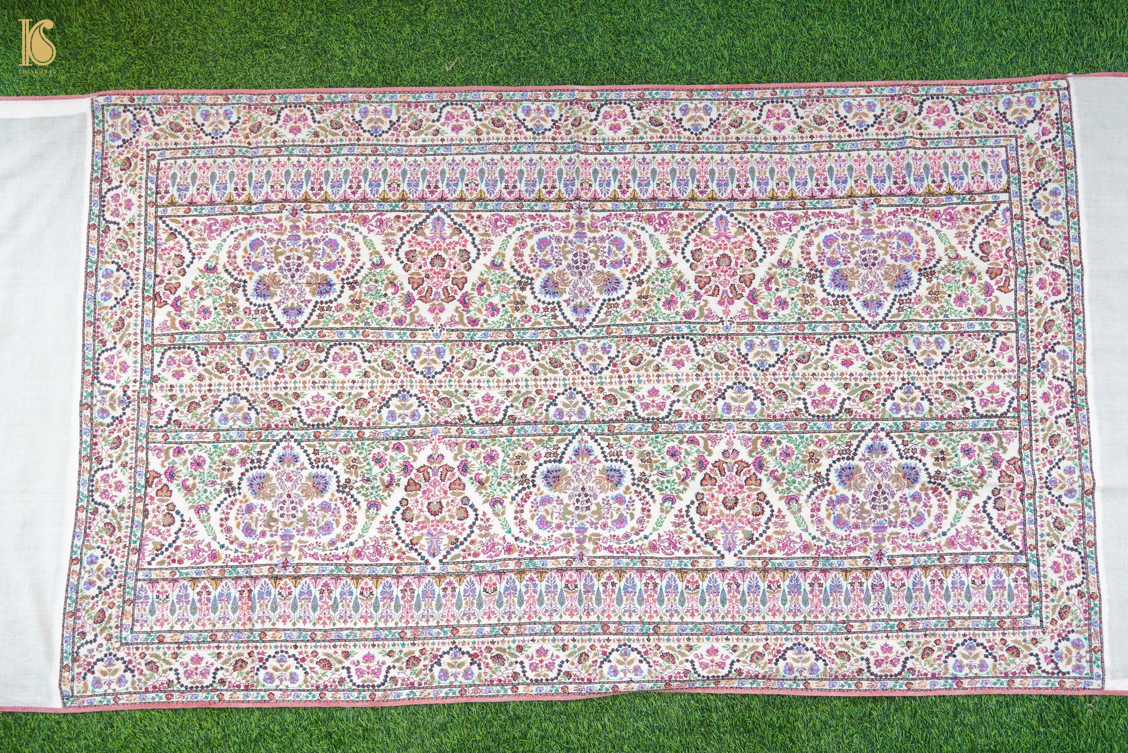 Pashmina Handwoven Sozni Antique Design Jamewar Kashmir Shawl