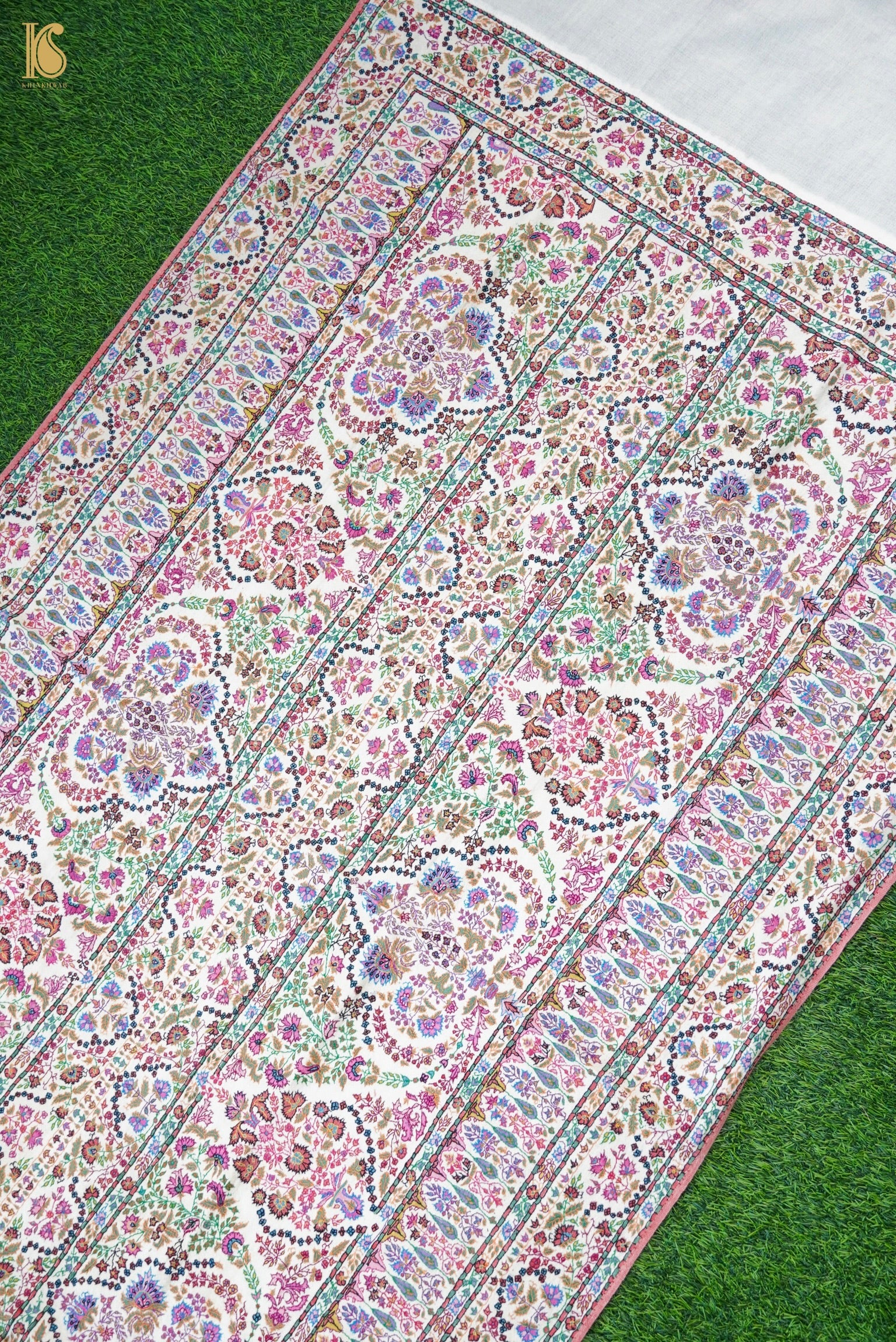 Pashmina Handwoven Sozni Antique Design Jamewar Kashmir Shawl