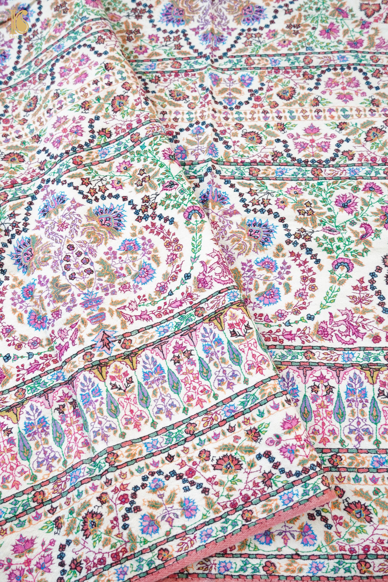 Pashmina Handwoven Sozni Antique Design Jamewar Kashmir Shawl