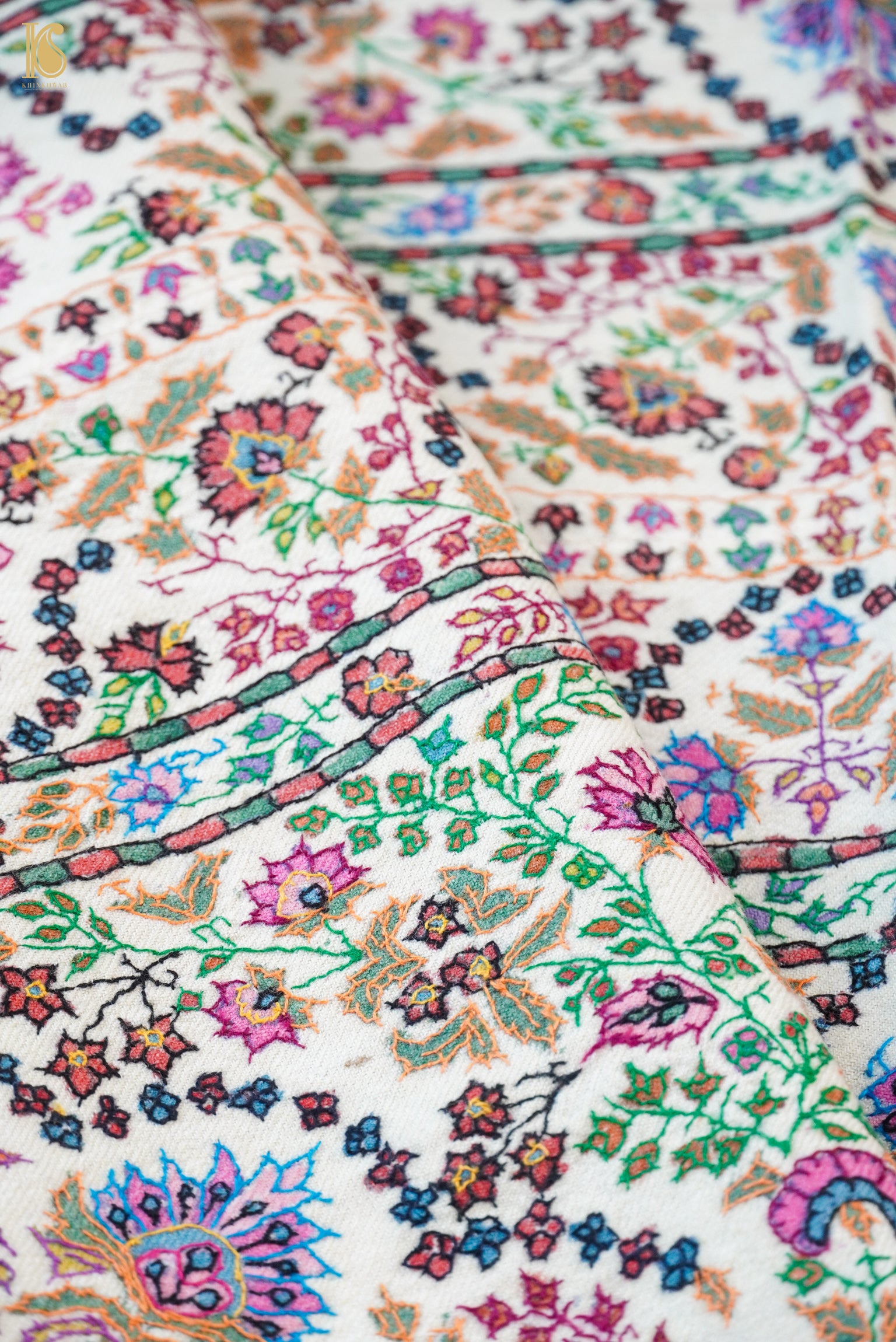 Pashmina Handwoven Sozni Antique Design Jamewar Kashmir Shawl