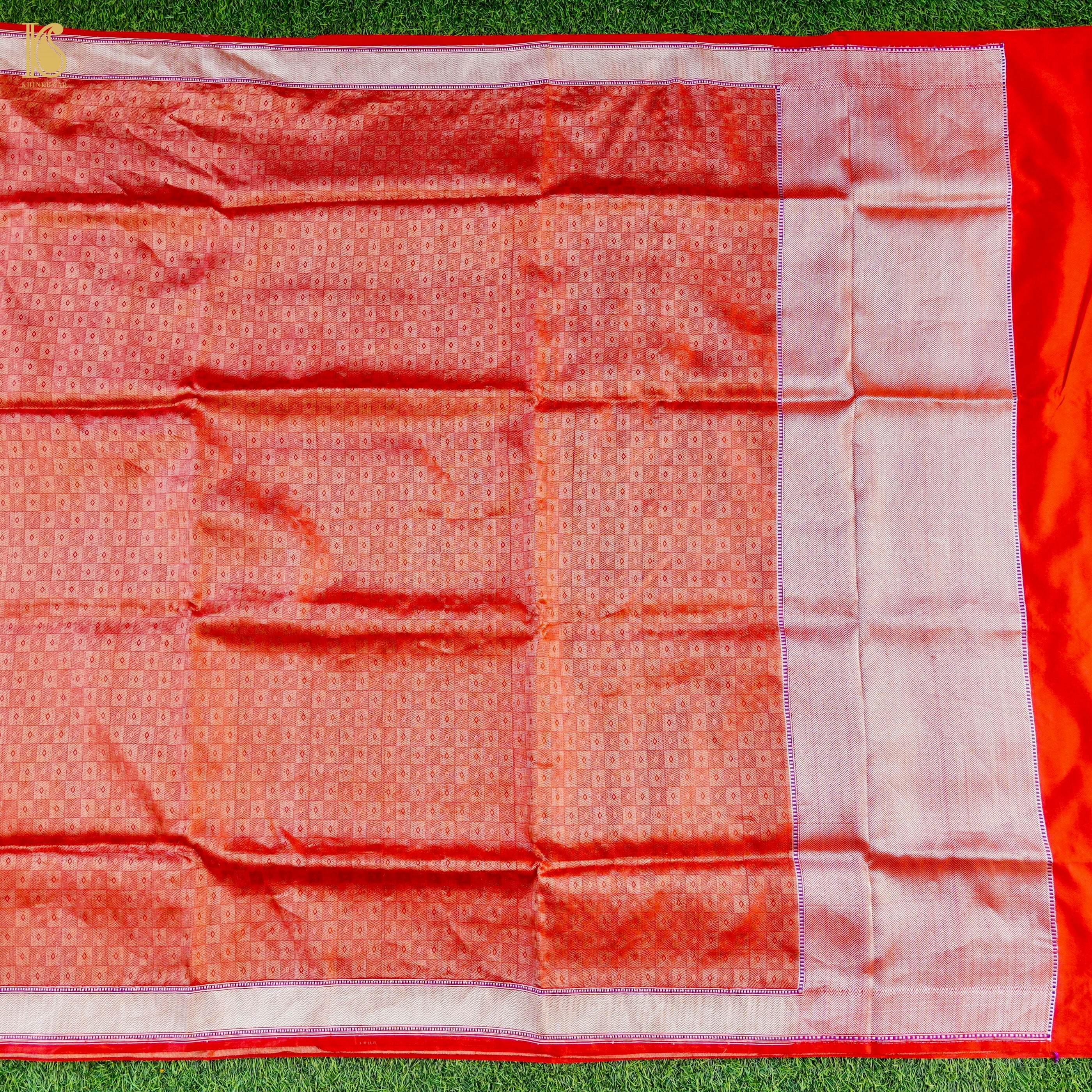 Red Handloom Banarasi Mashru Silk Brocade Saree