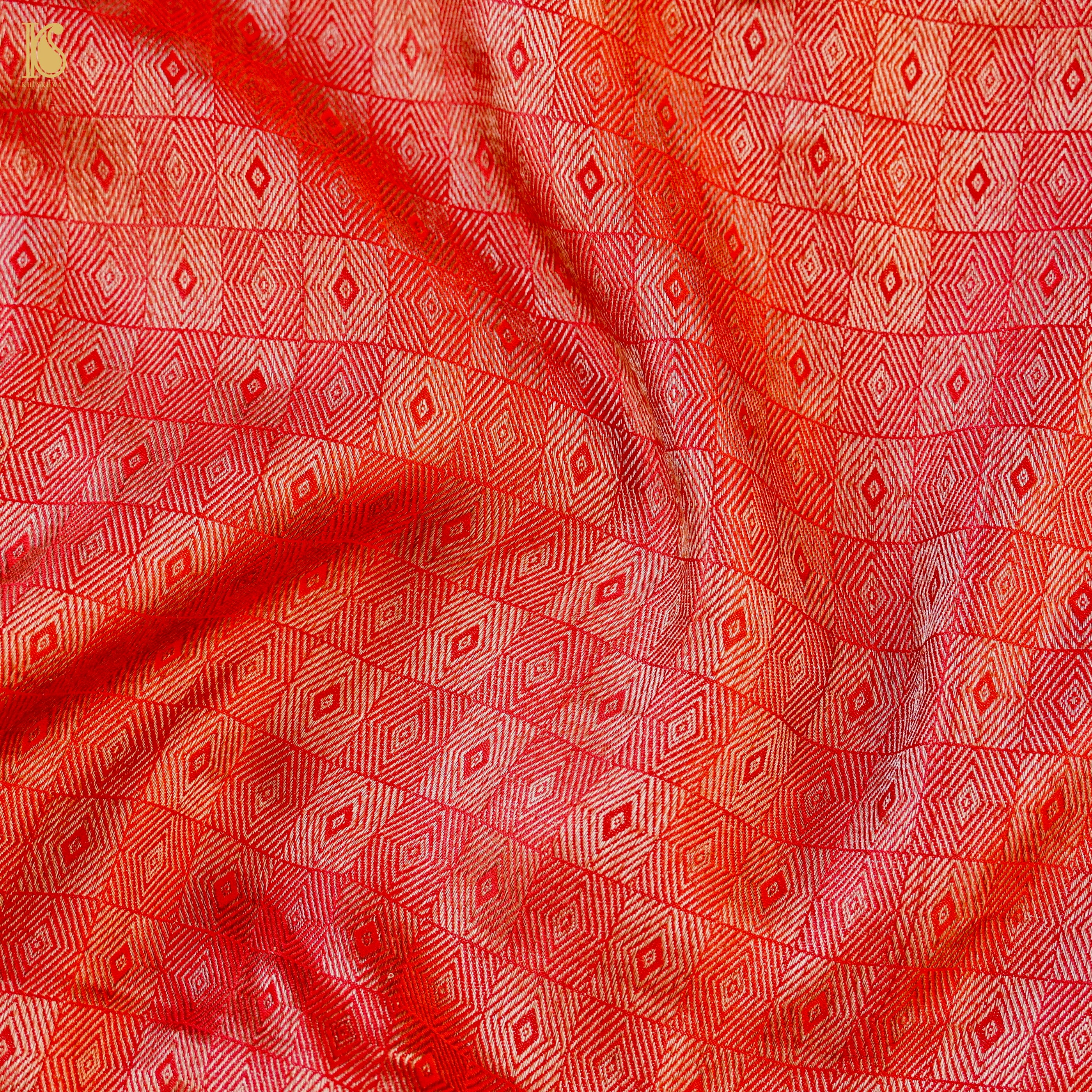 Red Handloom Banarasi Mashru Silk Brocade Saree