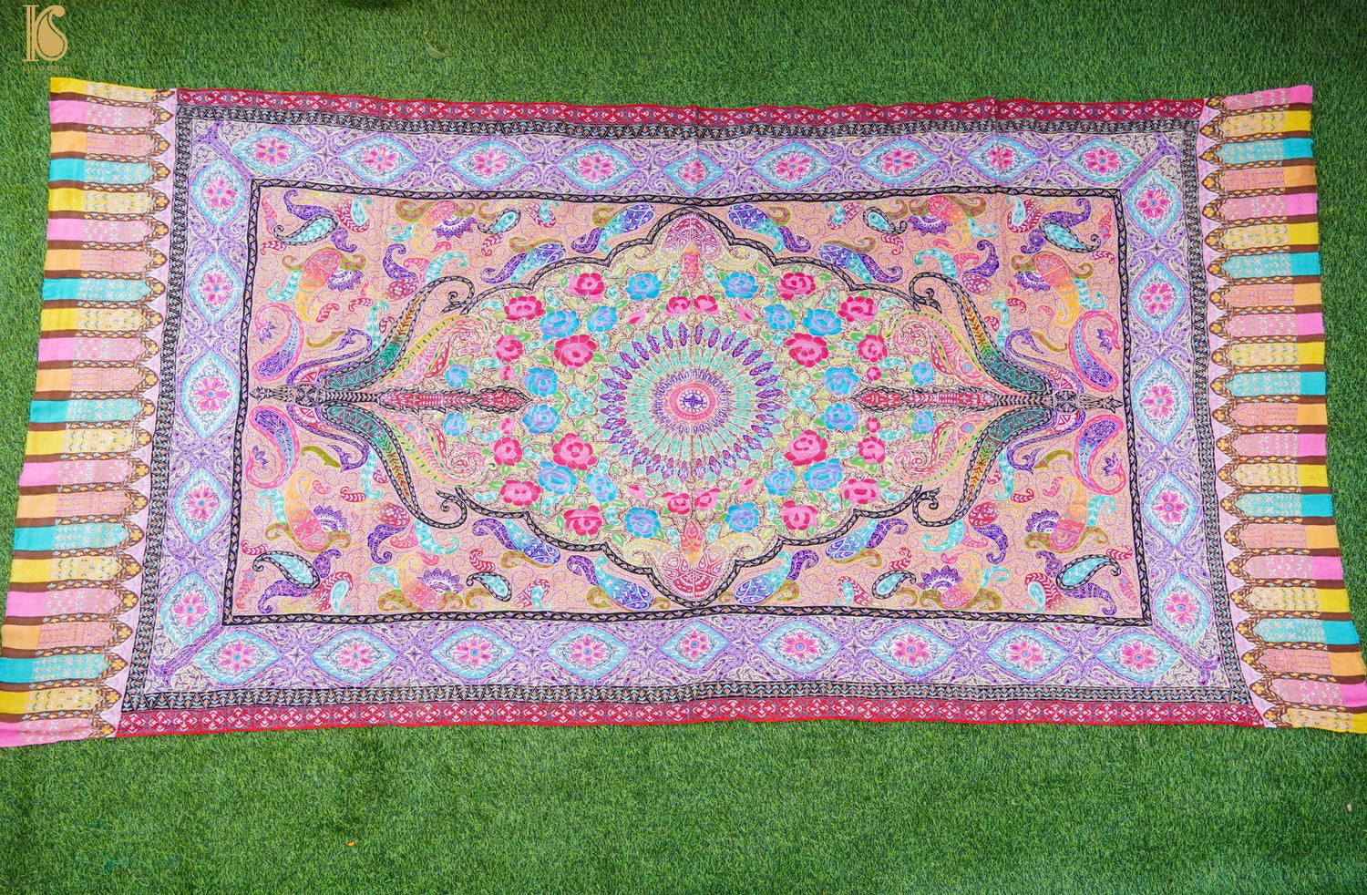 Pashmina Handwoven Kalamkari Sozni Weave Kashmir Shawl
