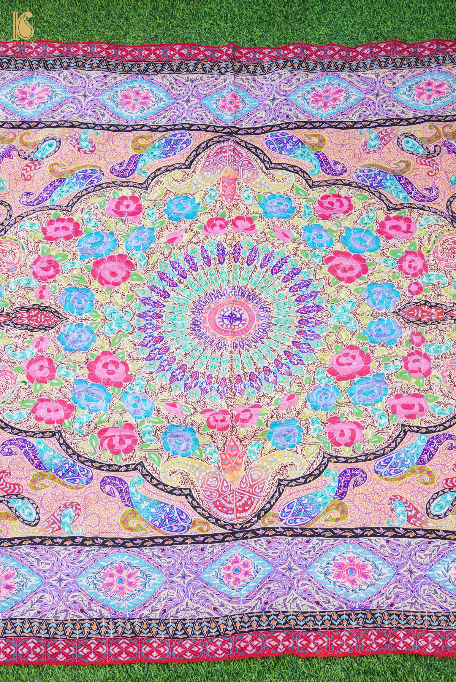 Pashmina Handwoven Kalamkari Sozni Weave Kashmir Shawl