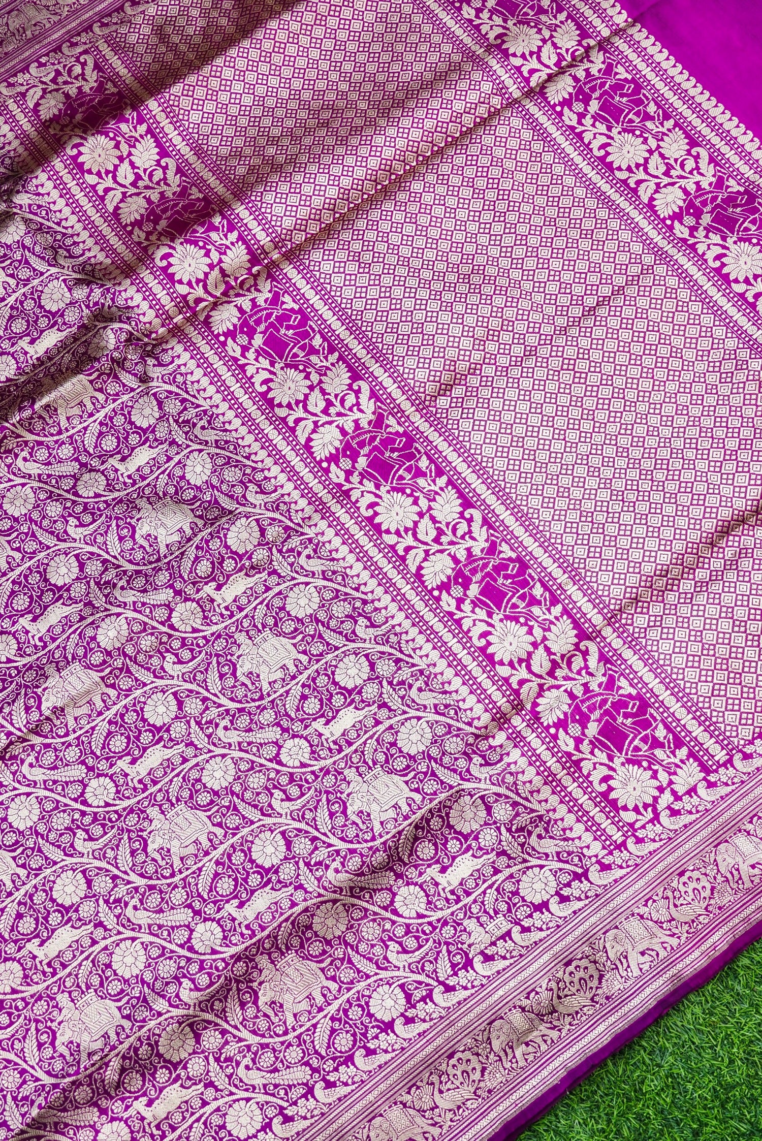 Handwoven Katan Silk Banarasi Shikargah Saree