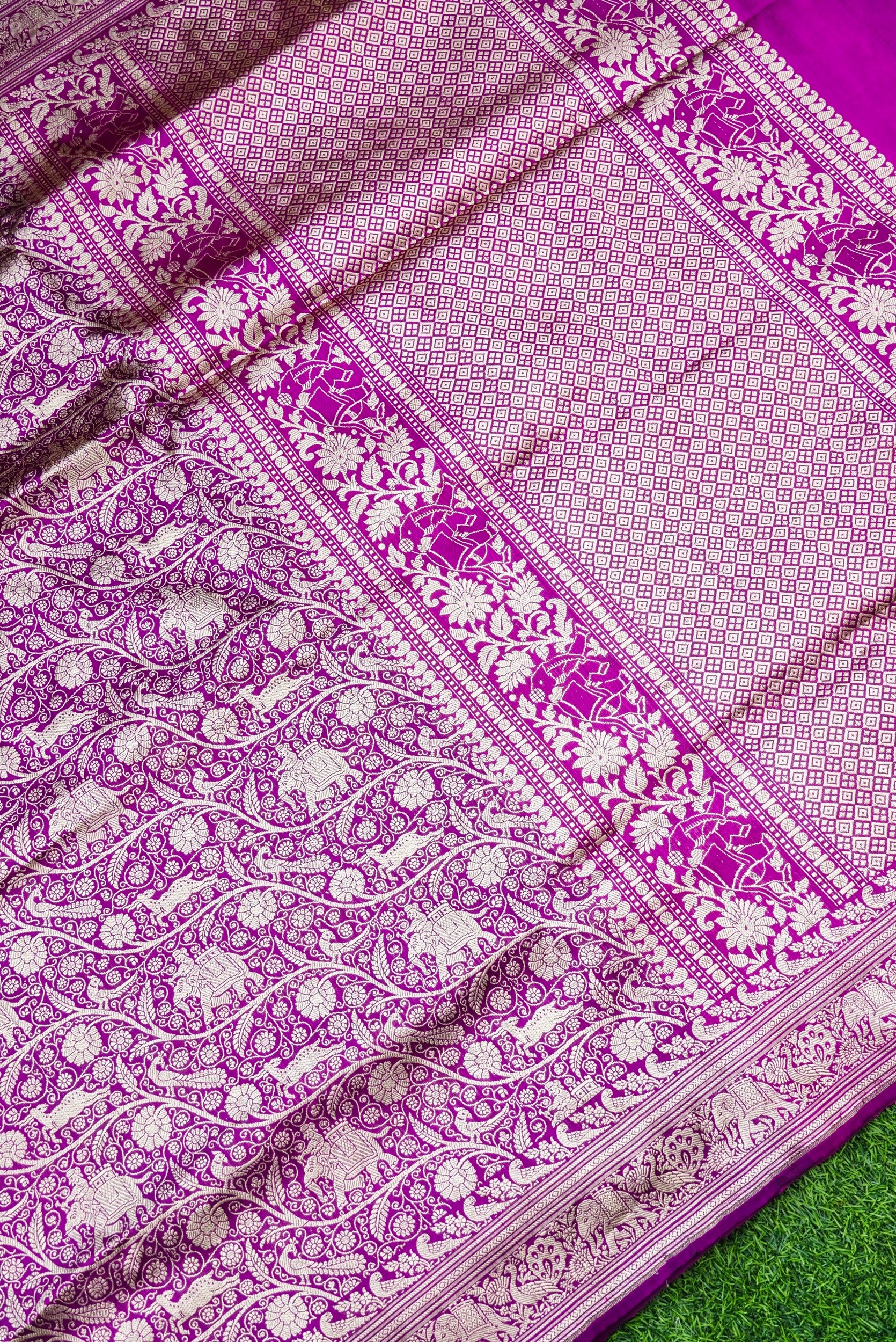 Handwoven Katan Silk Banarasi Shikargah Saree