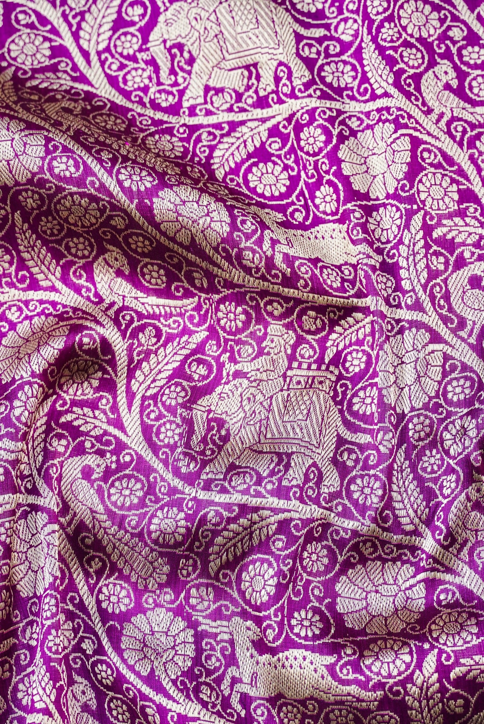 Handwoven Katan Silk Banarasi Shikargah Saree