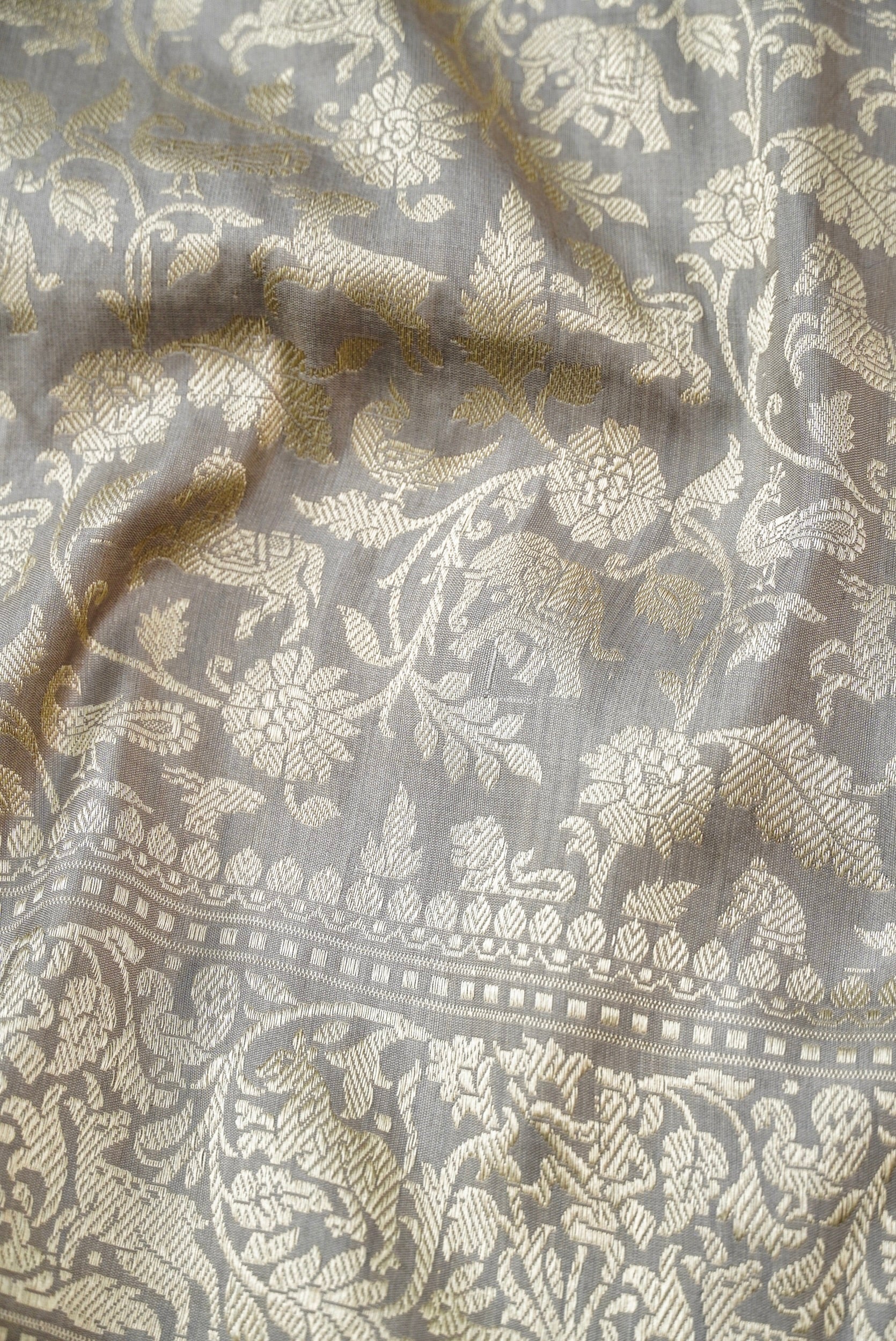 Handwoven Katan Silk Banarasi Shikargah Saree
