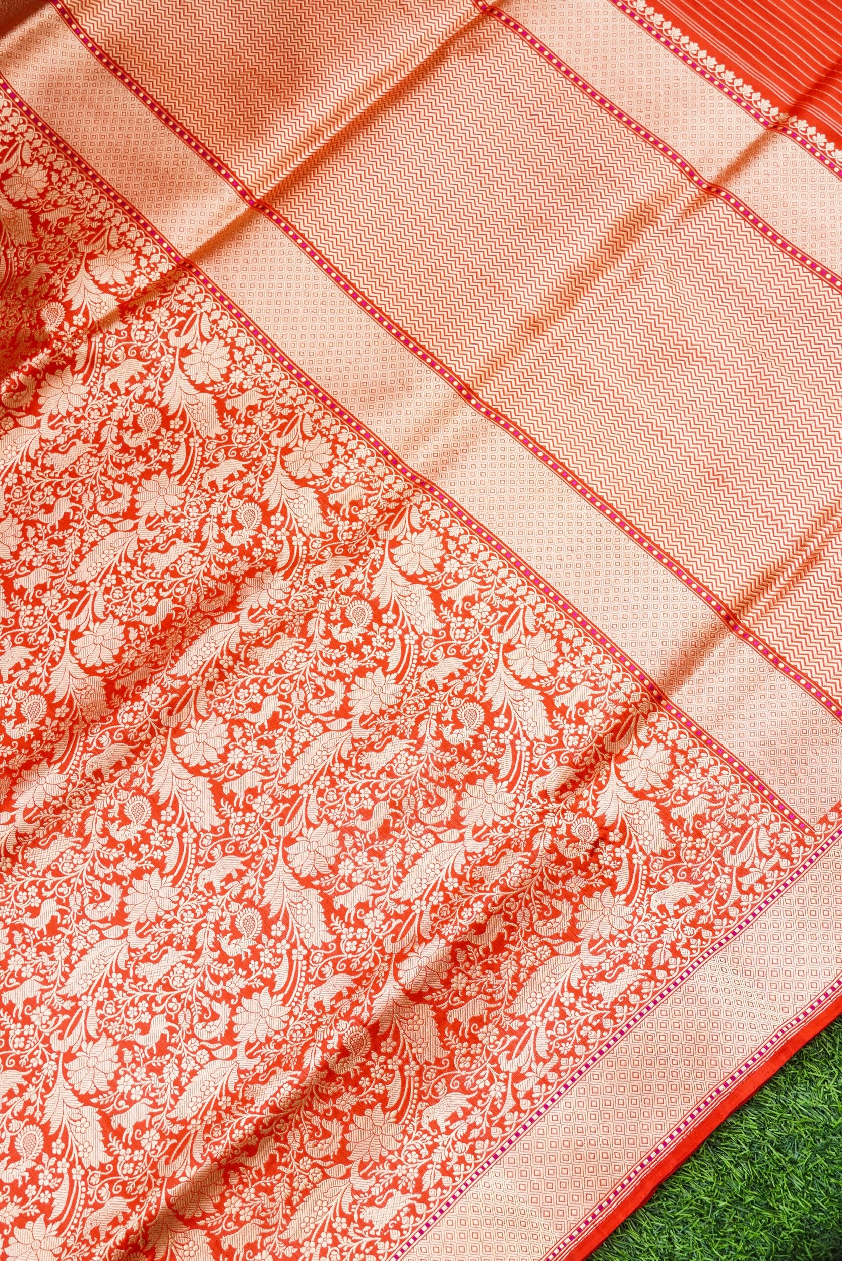 Handwoven Katan Silk Banarasi Shikargah Saree