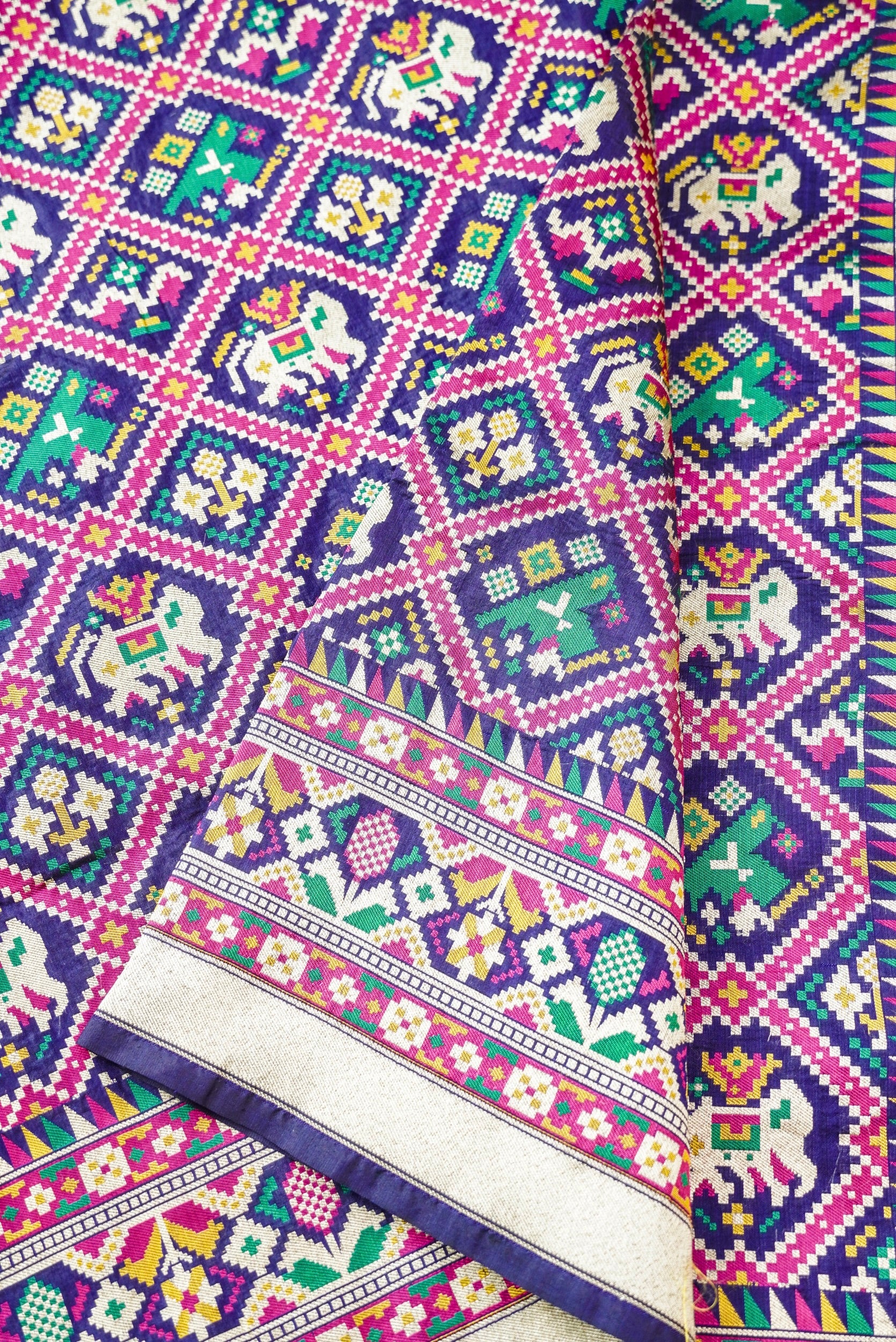 Handwoven Banarasi Katan Silk Patola Shikargah Saree