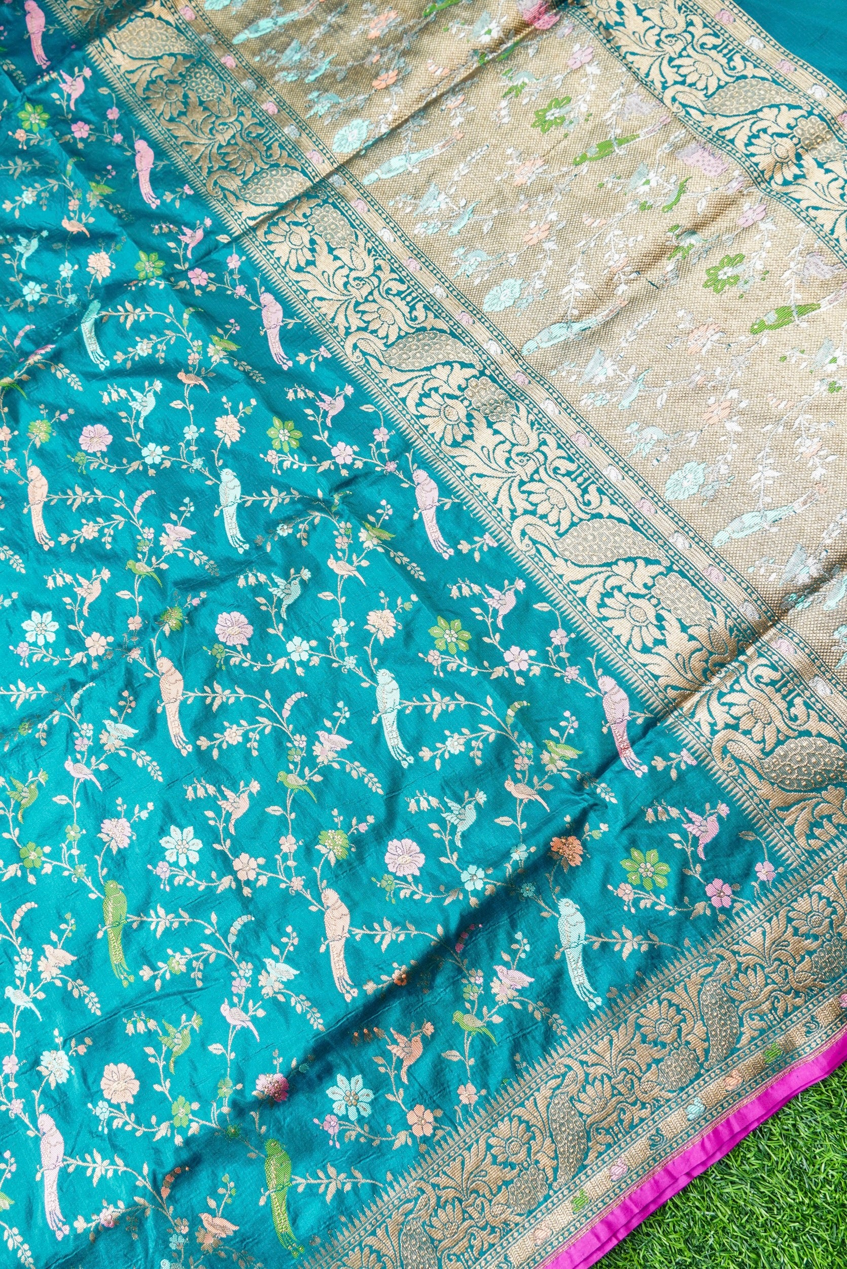 Handwoven Katan Silk Banarasi Shikargah Saree