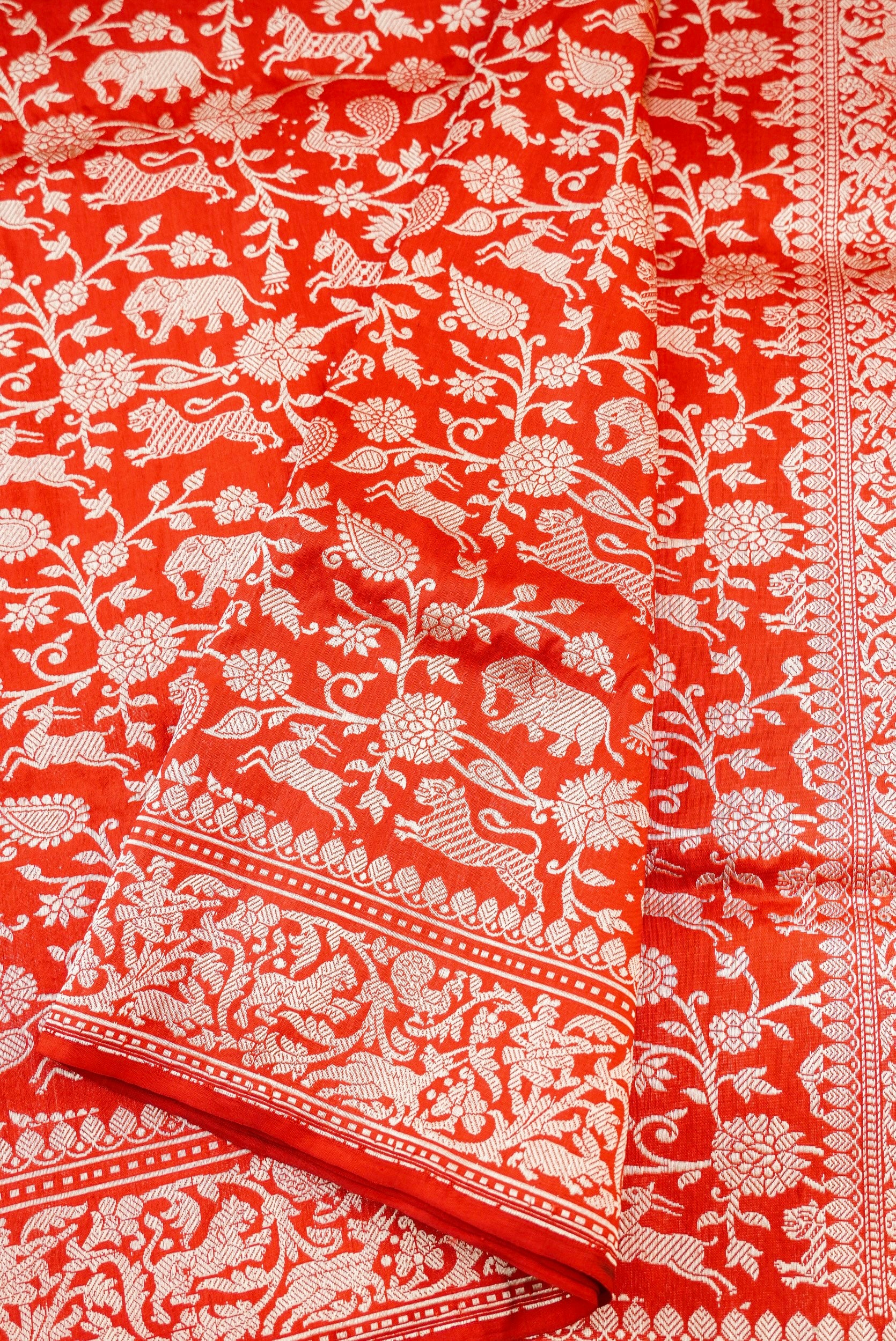 Handwoven Katan Silk Banarasi Shikargah Saree