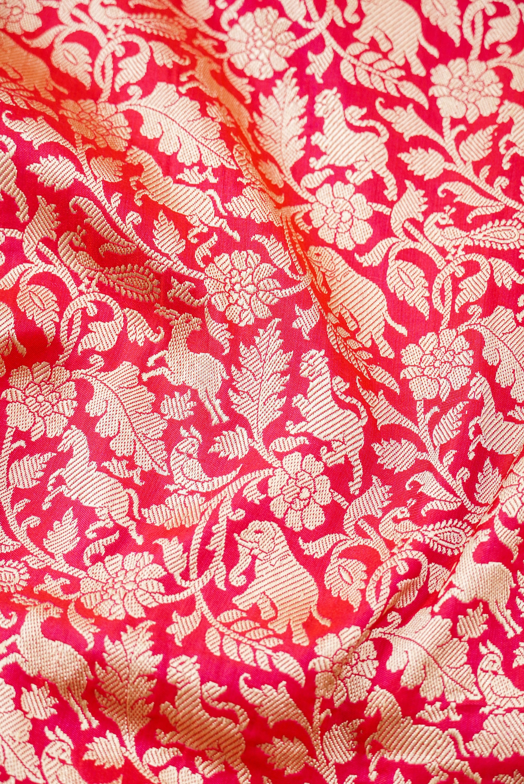 Handwoven Satin SIlk Banarasi Shikargah Saree