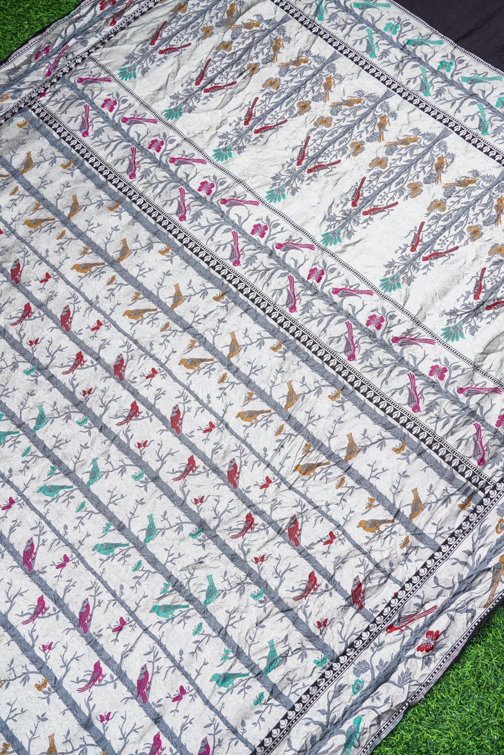 Handwoven Banarasi Tussar Georgette Bird Saree