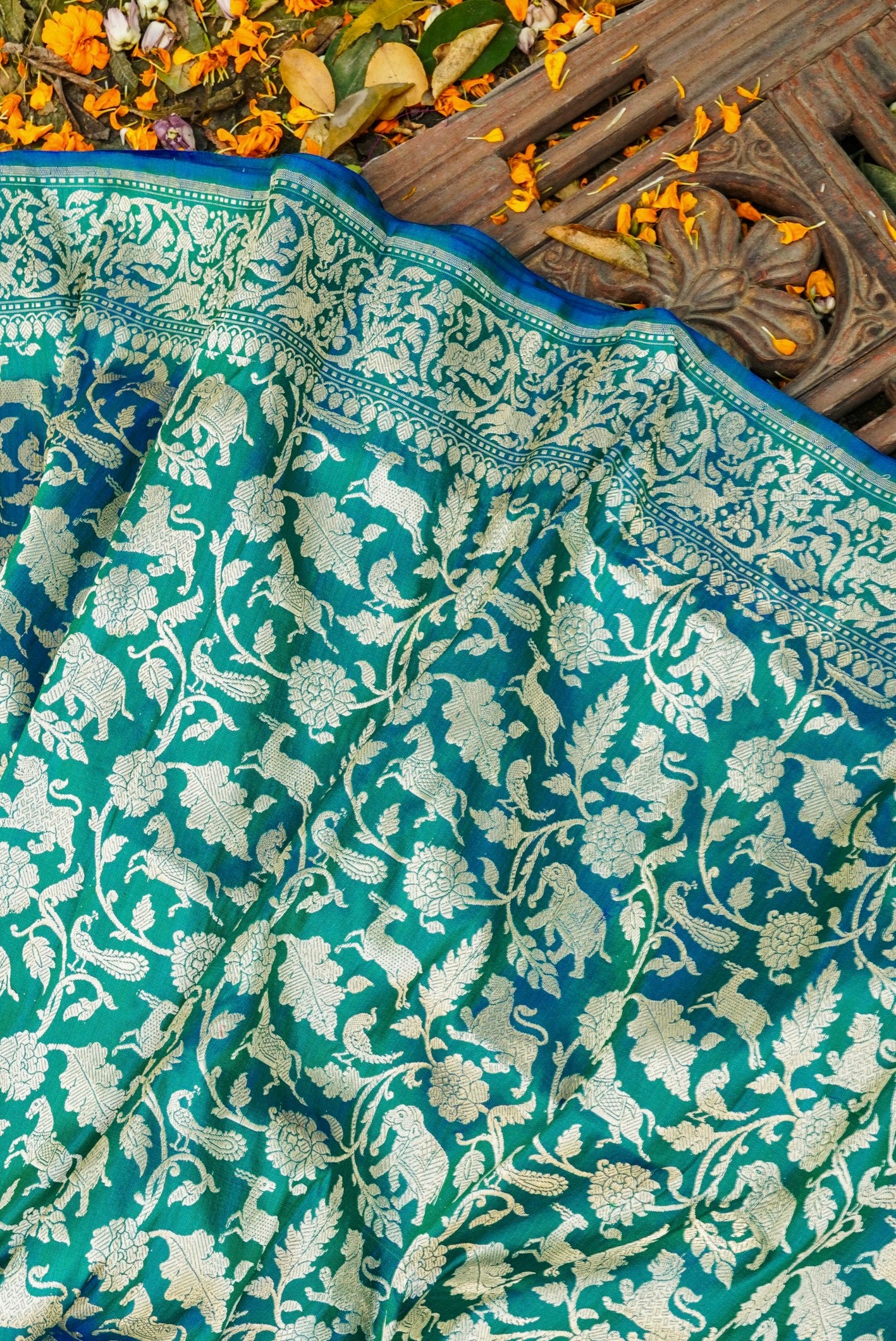 Handwoven Katan Silk Banarasi Shikargah Saree