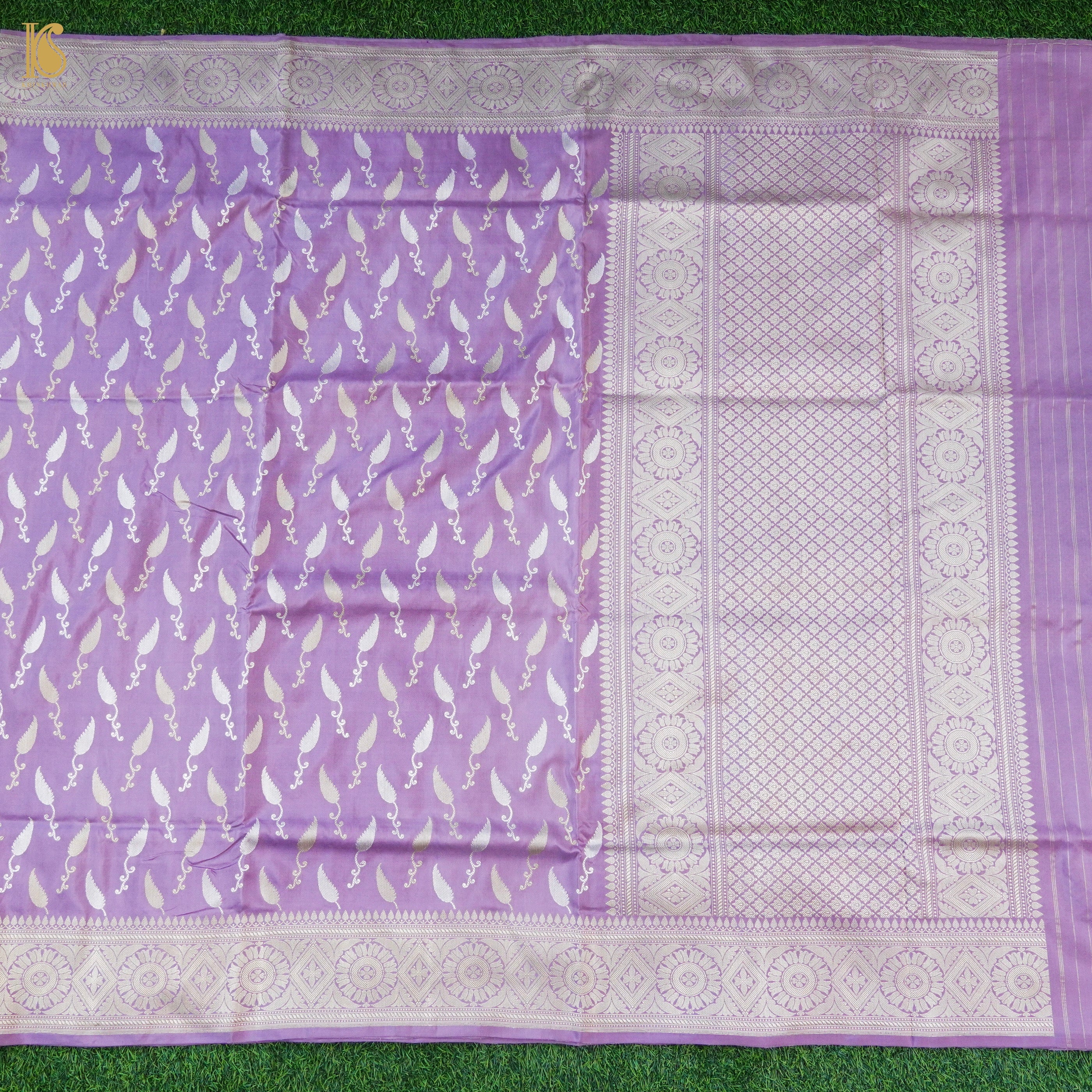 Purple Handloom Banarasi Pure Katan Silk Jaal Saree
