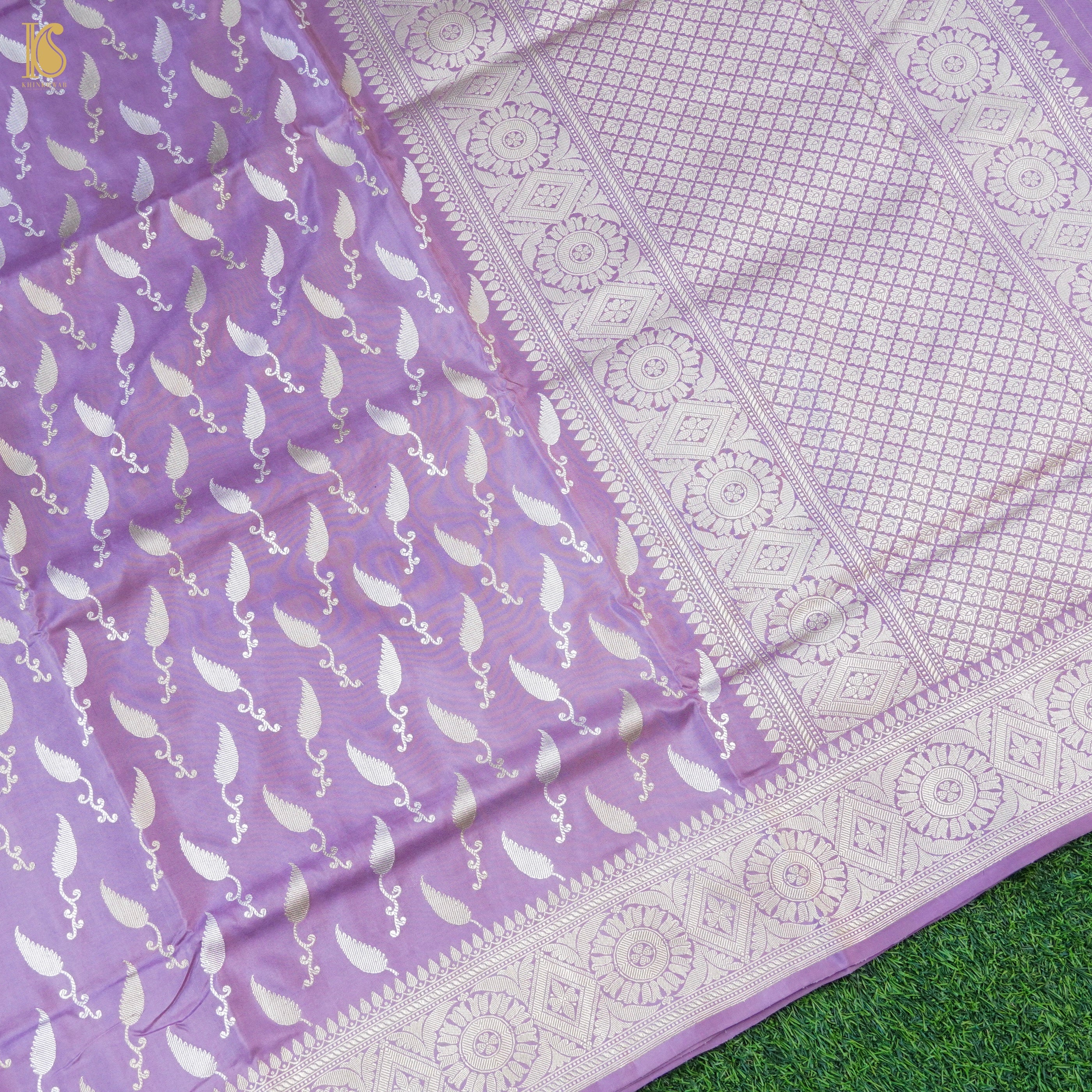Purple Handloom Banarasi Pure Katan Silk Jaal Saree