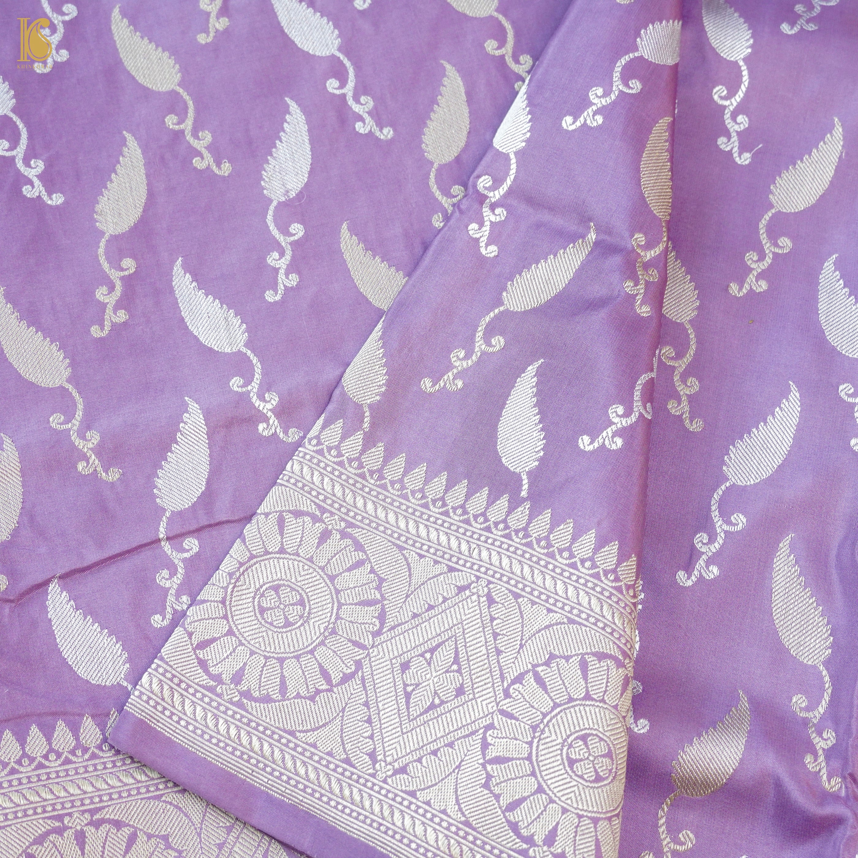 Purple Handloom Banarasi Pure Katan Silk Jaal Saree