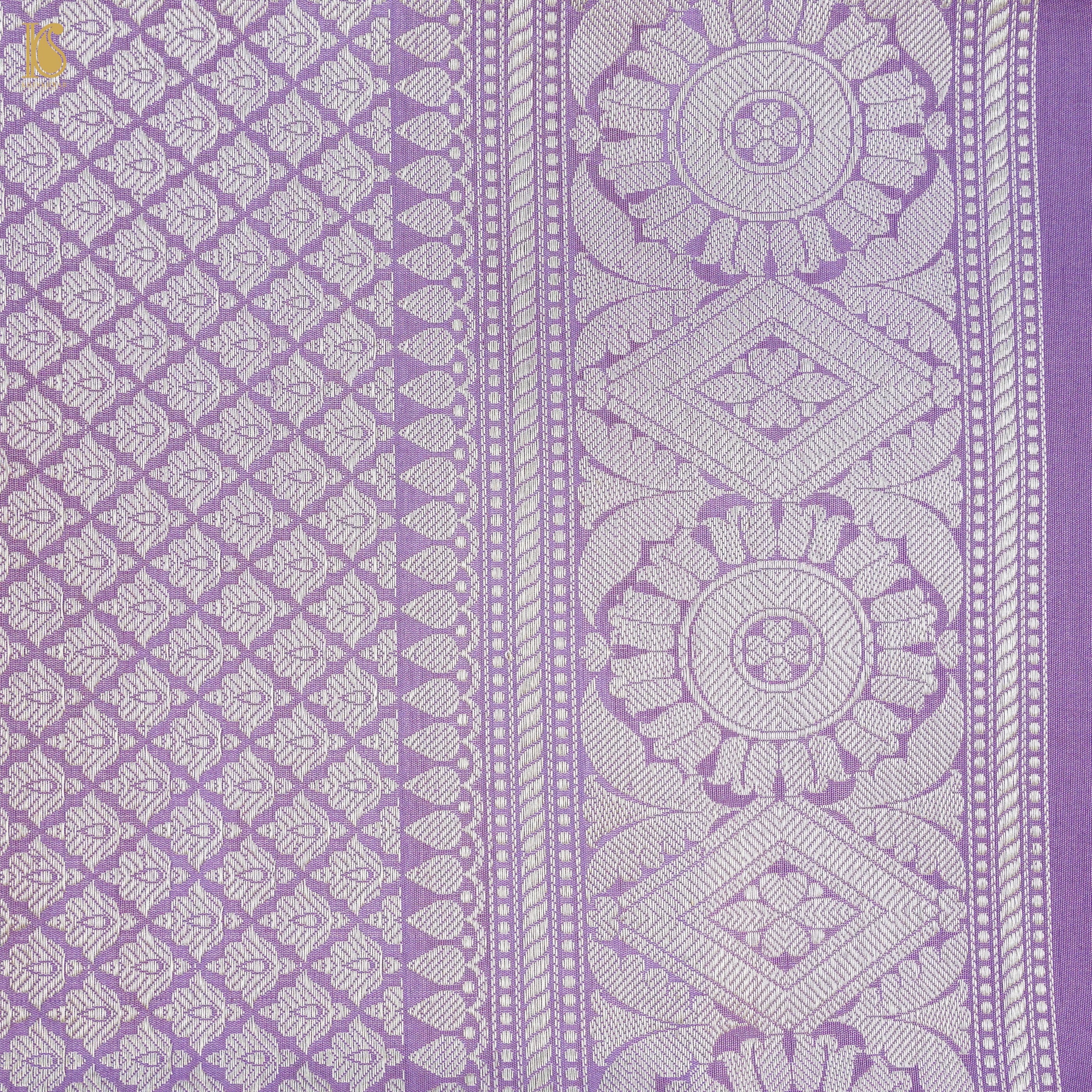 Purple Handloom Banarasi Pure Katan Silk Jaal Saree