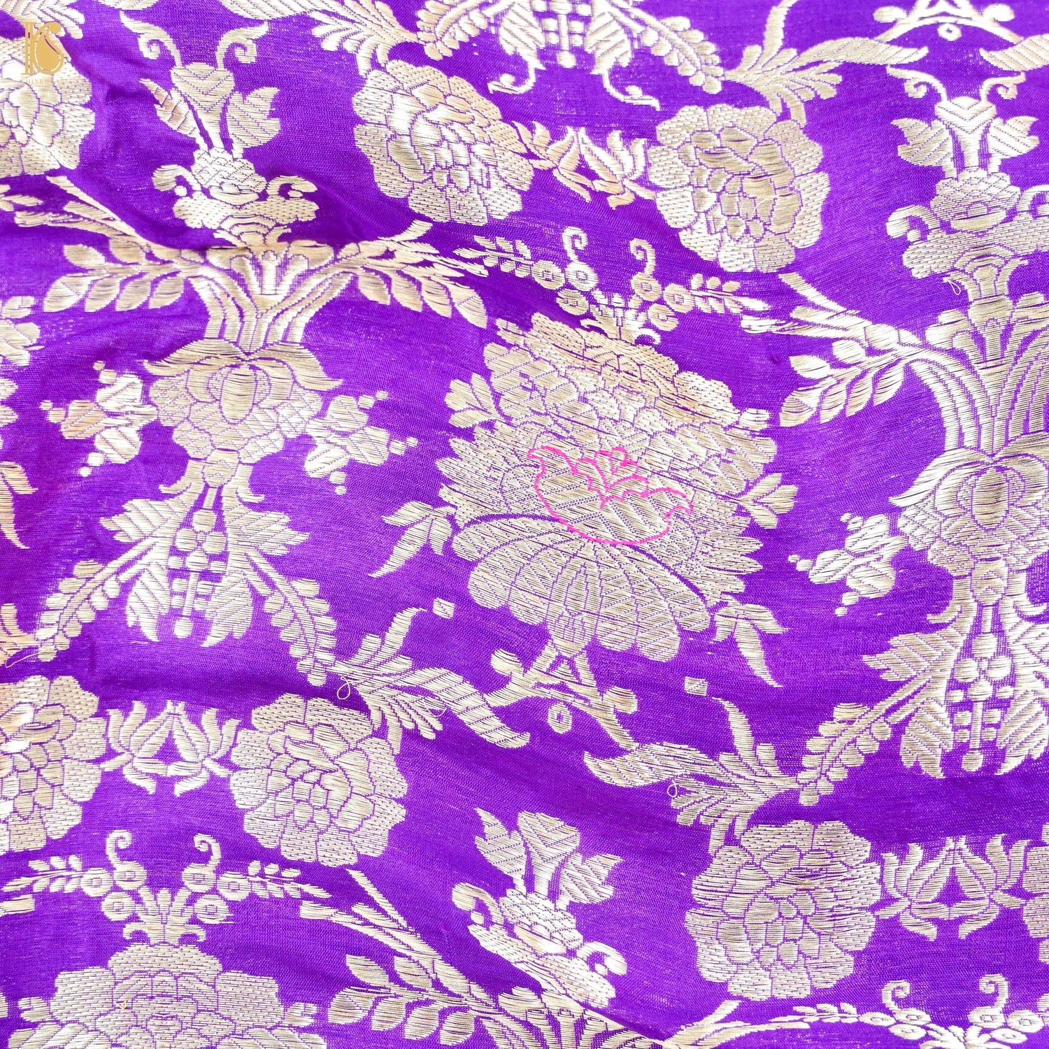 Purple Pure Brocade Banarasi Mehraab Boota Fabric