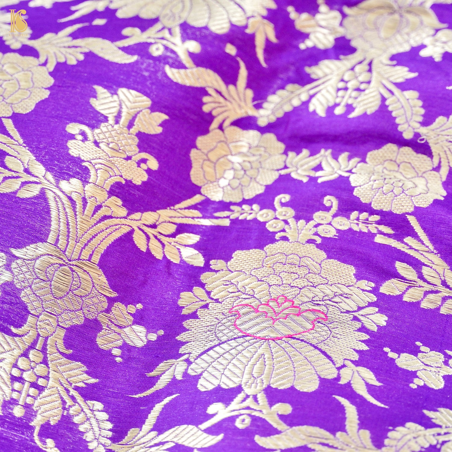Purple Pure Brocade Banarasi Mehraab Boota Fabric