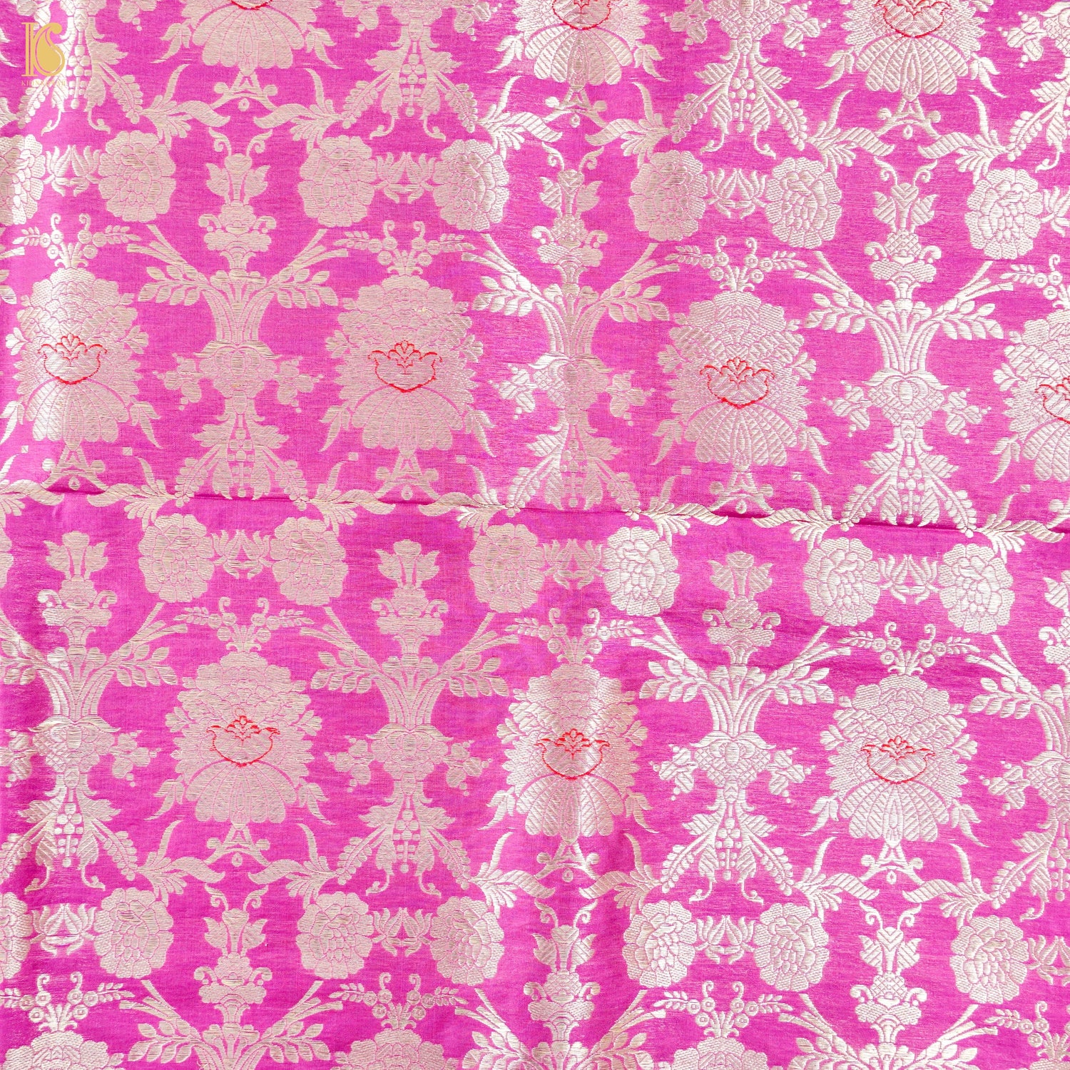 Pink Pure Brocade Banarasi Mehraab Boota Fabric