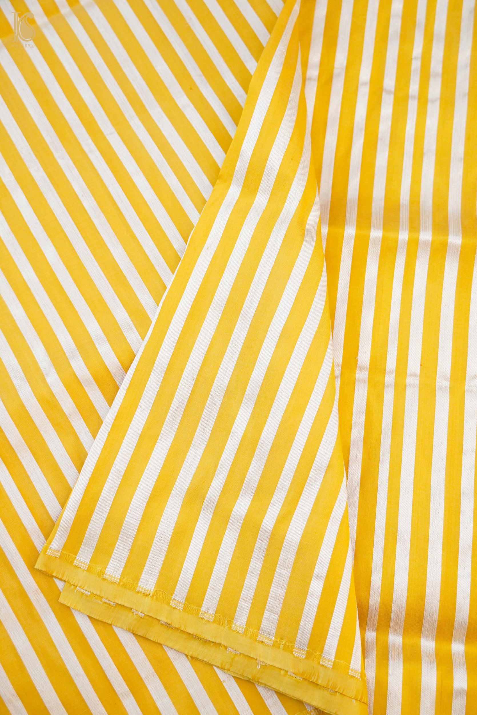 Handloom Banarasi Silk Tanchoi Stripes Saree