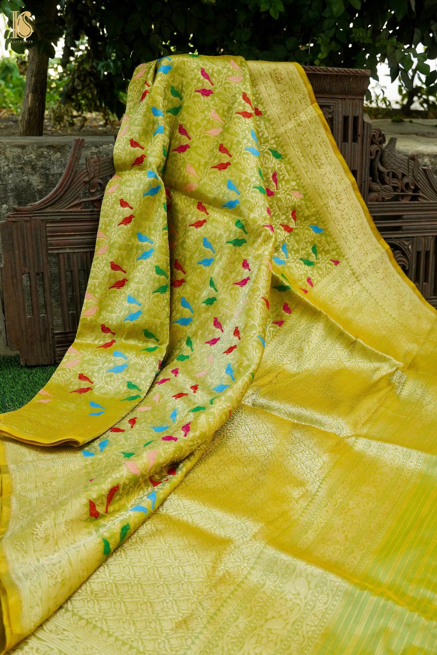Handloom Banarasi Katan Silk Chidiya Dupatta
