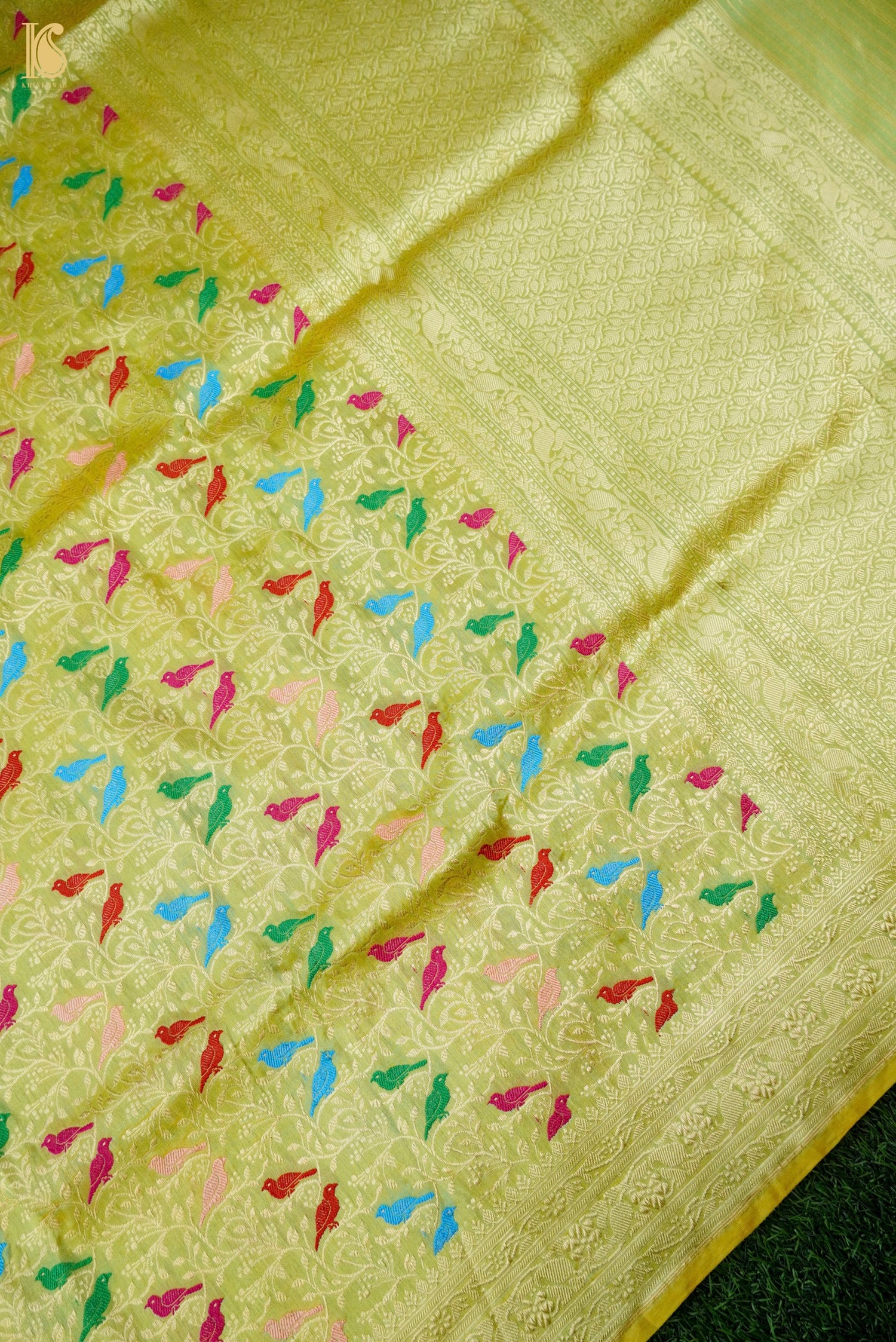 Handloom Banarasi Katan Silk Chidiya Saree