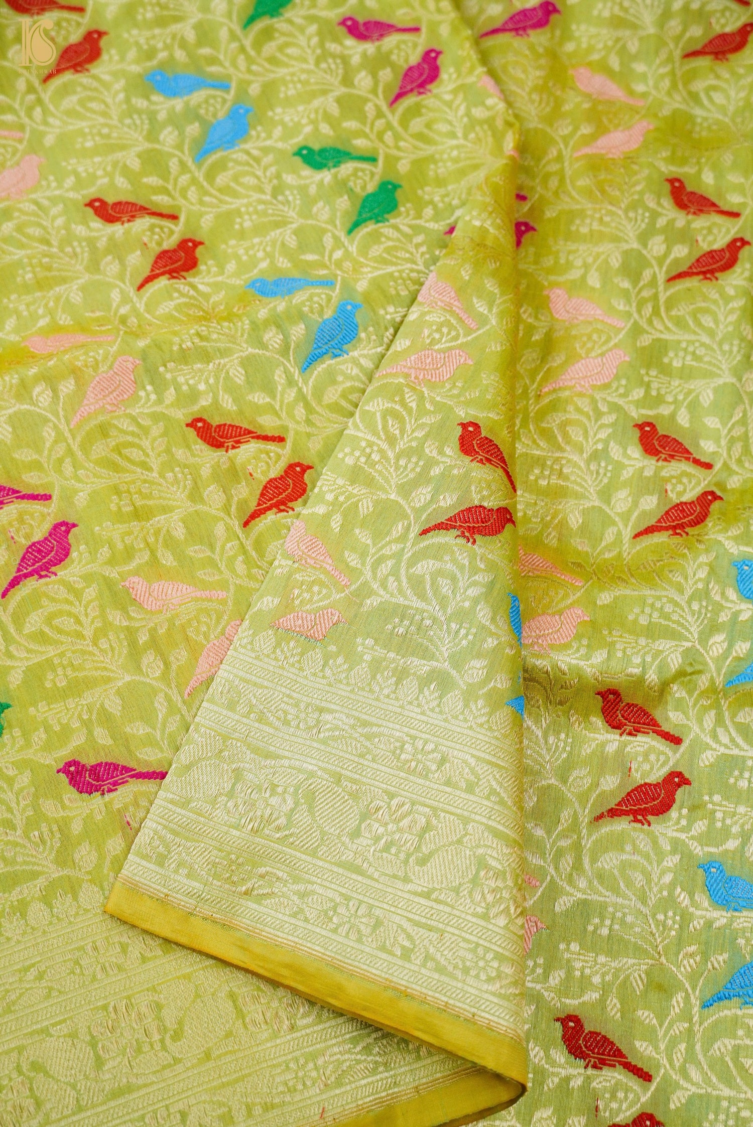 Handloom Banarasi Katan Silk Chidiya Dupatta
