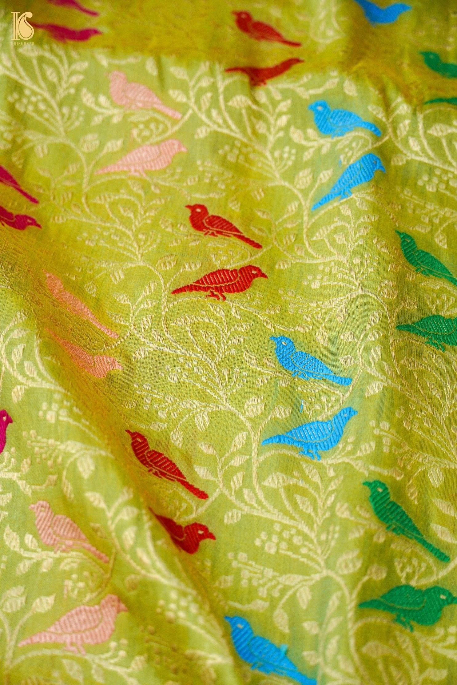 Handloom Banarasi Katan Silk Chidiya Saree